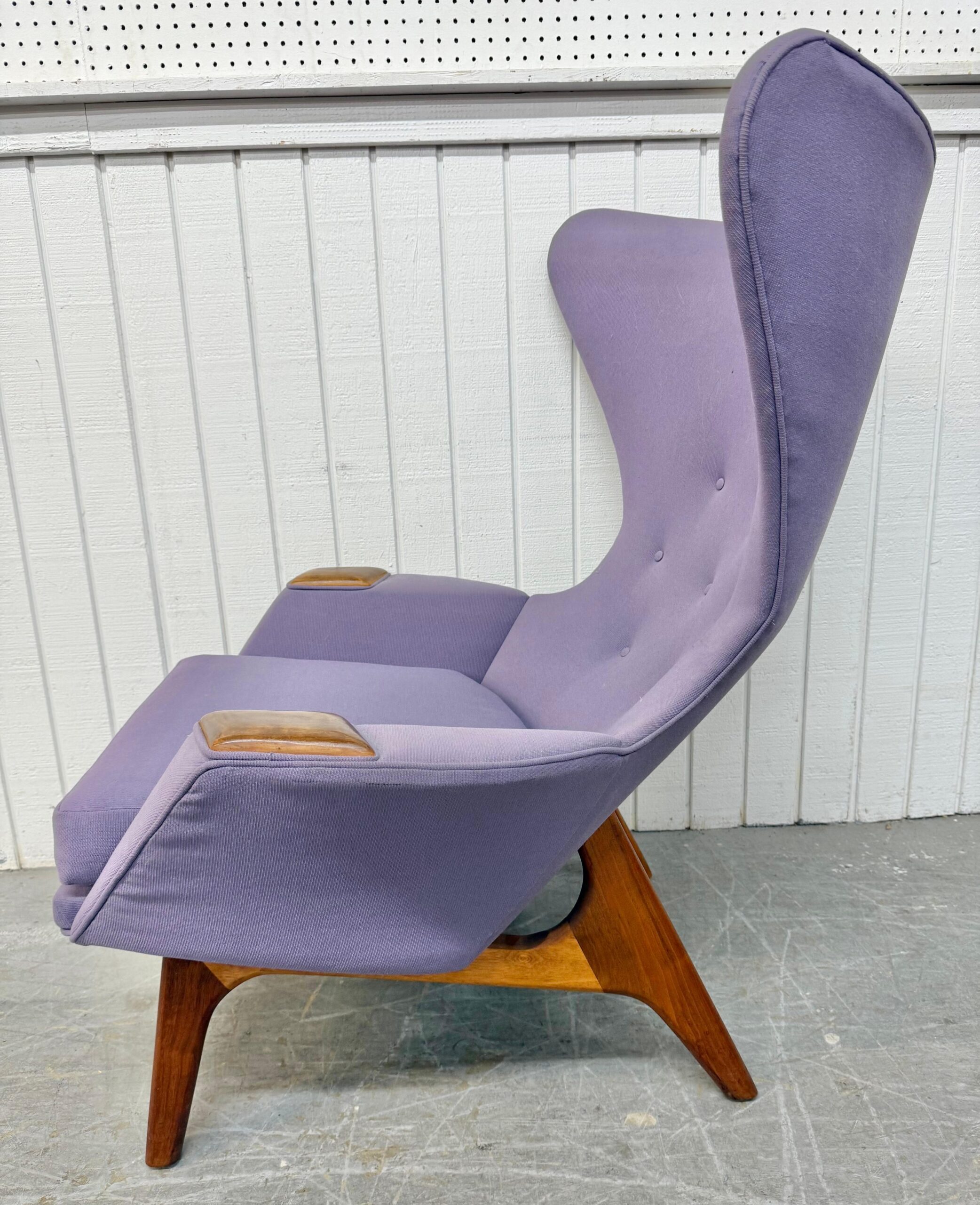 Mid-Century Modern Adrian Pearsall Walnut Wing Chair & Ottoman