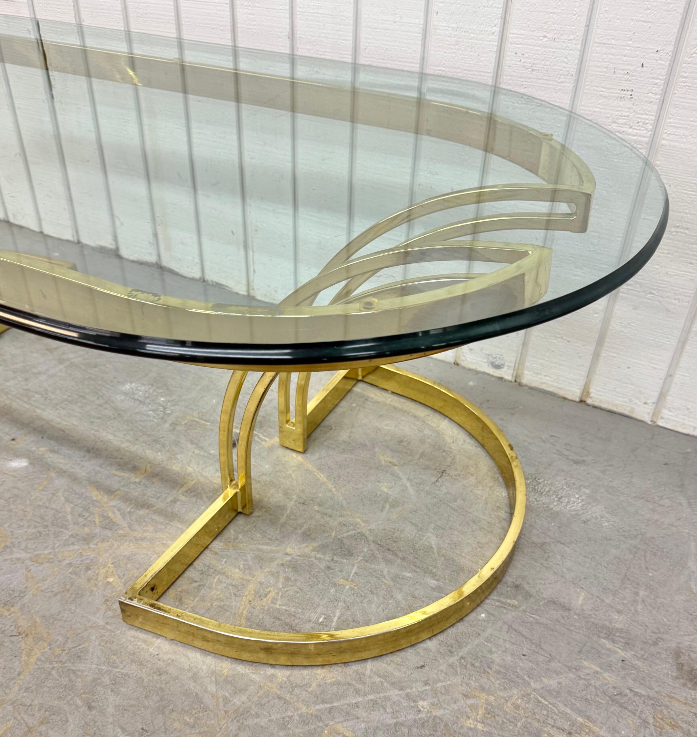 Vintage Brass & Oval Glass Top Coffee Table
