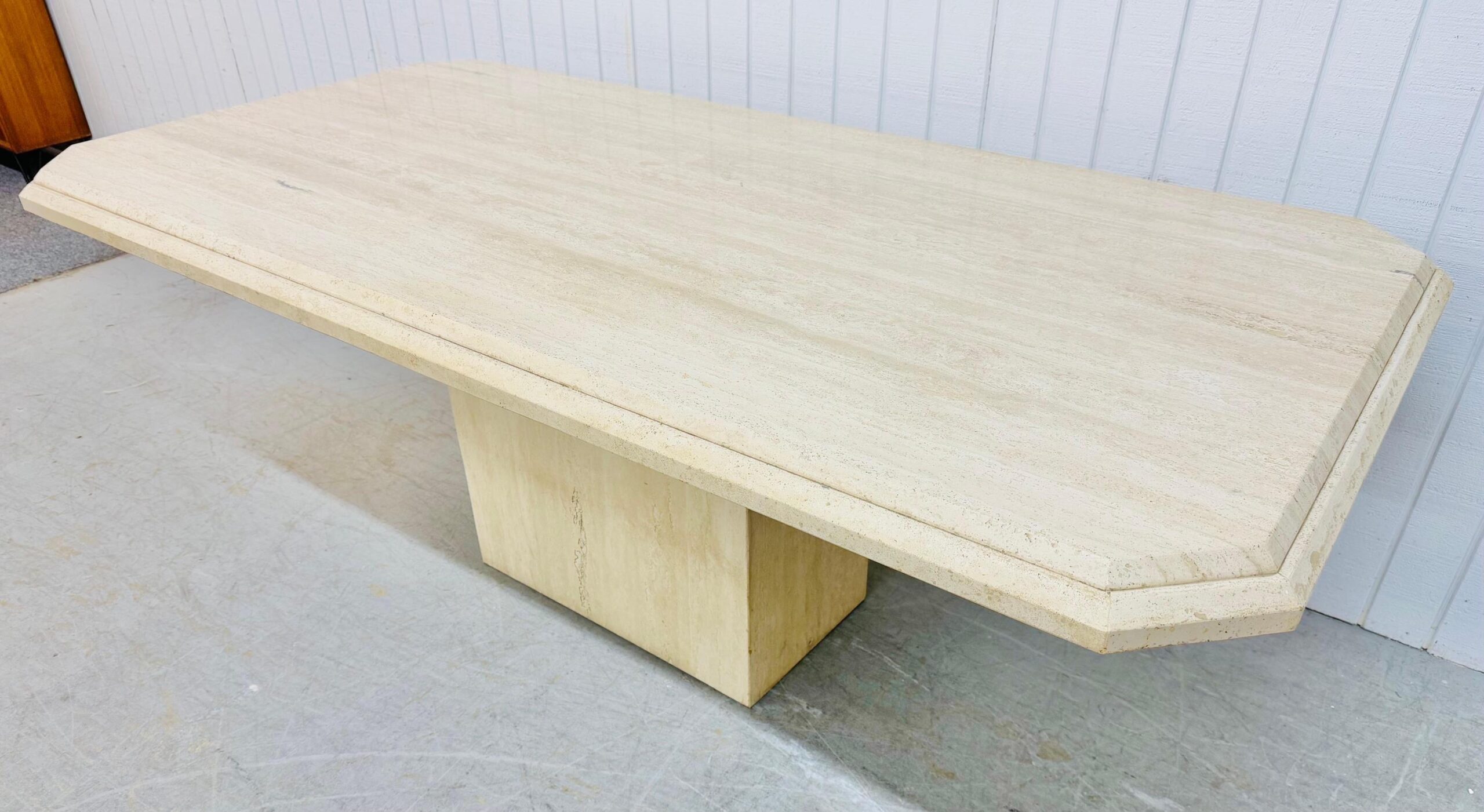 Vintage Italian Modern Travertine Dining Table - Image 3