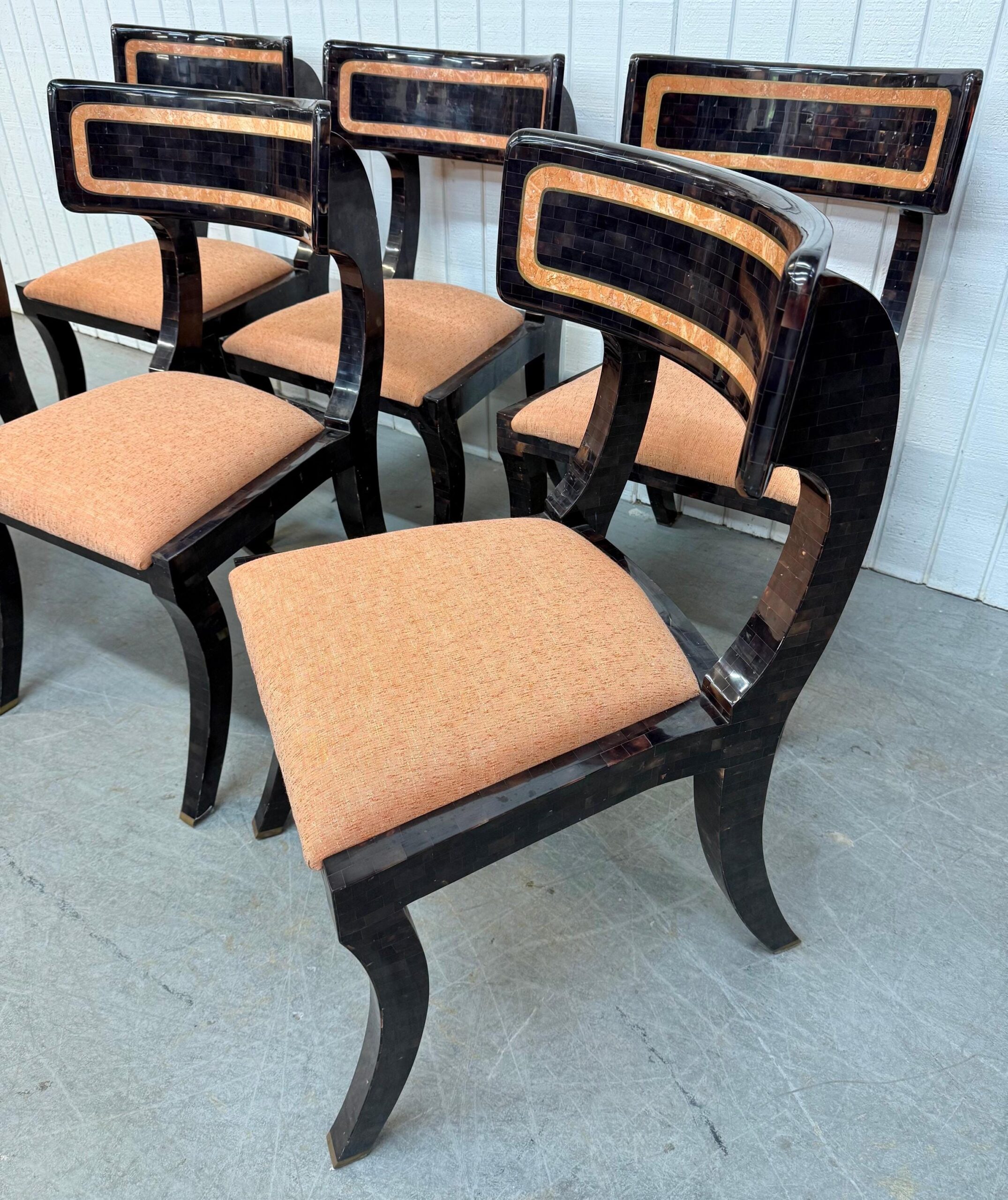Vintage Horn Klismos Tessellated Dining Chairs - Set of 6 - Image 3