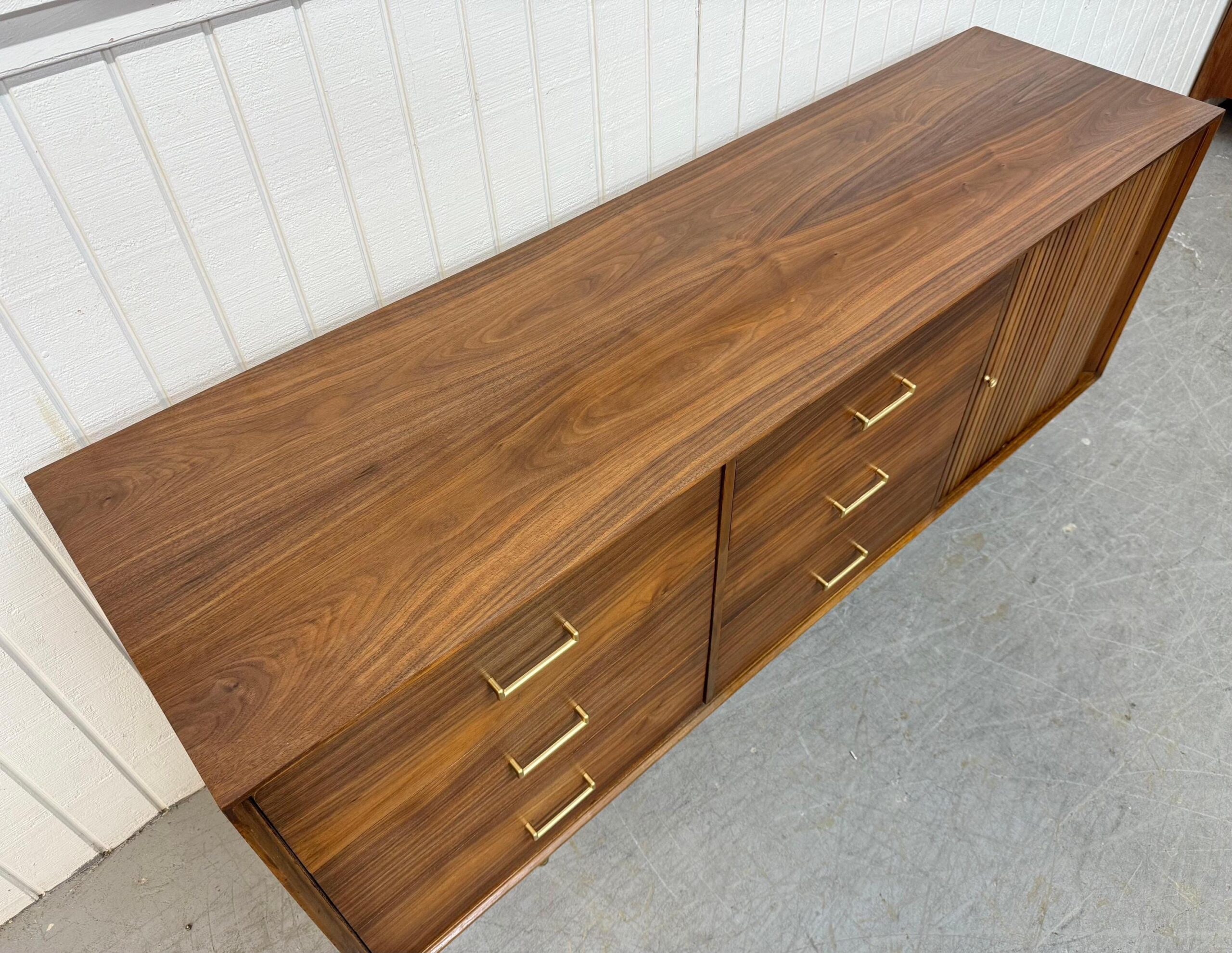 Mid-Century Modern 9-Drawer Walnut Tambour Dresser - Image 3