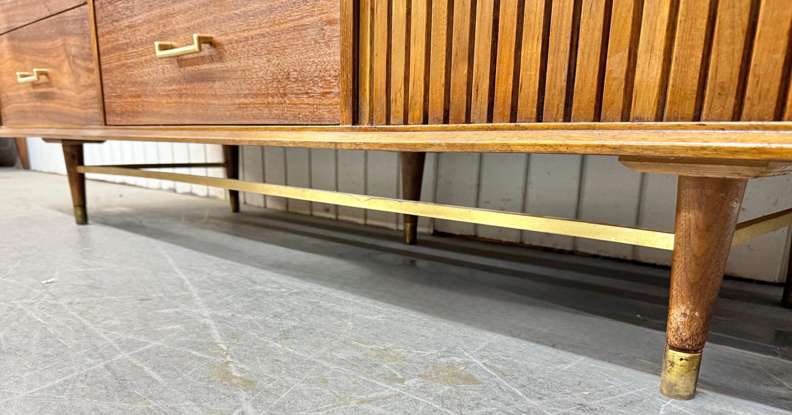 Mid-Century Modern 9-Drawer Walnut Tambour Dresser - Image 10