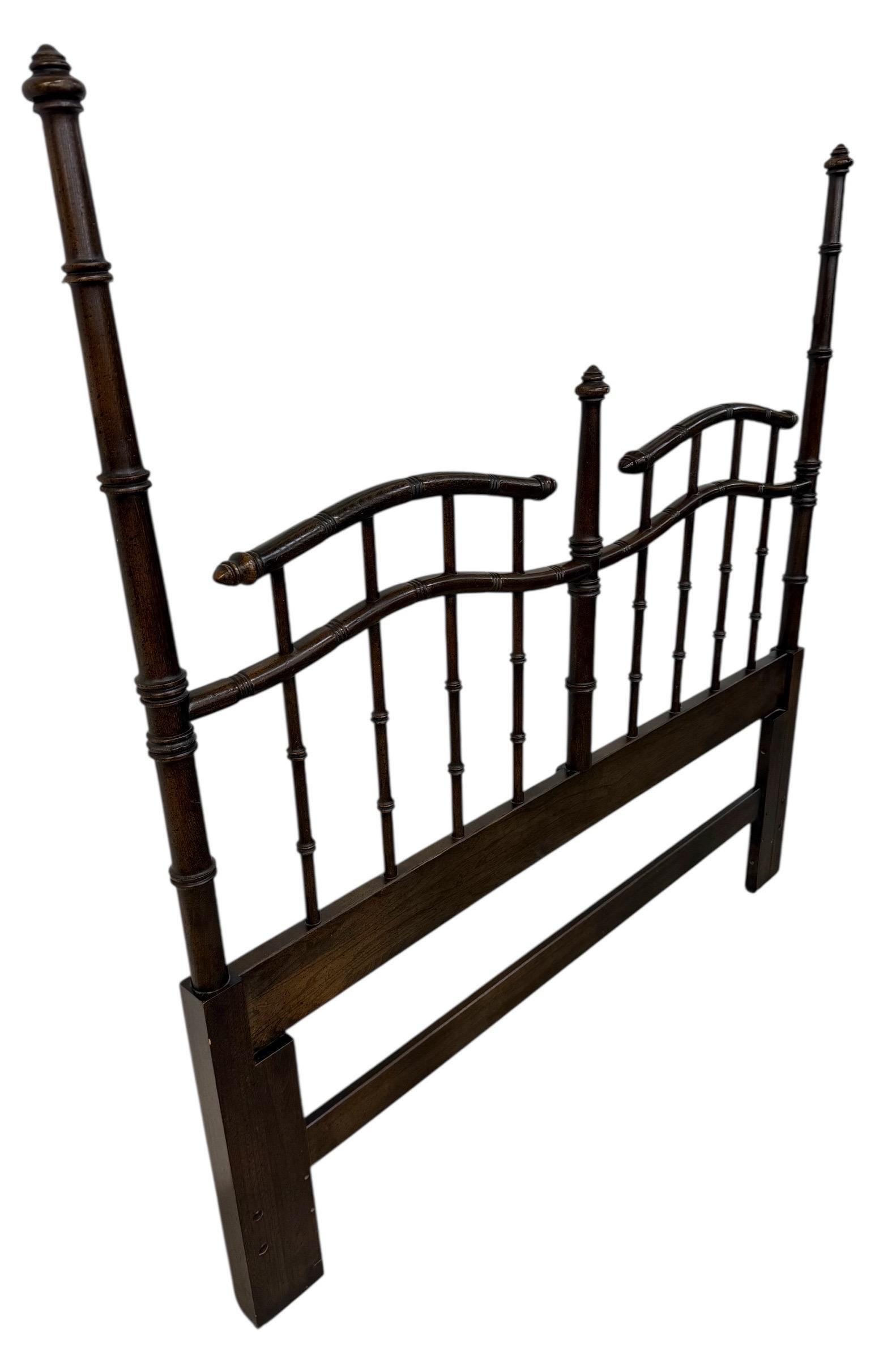 Vintage Queen Size Faux Bamboo Dark Walnut Headboard - Image 2