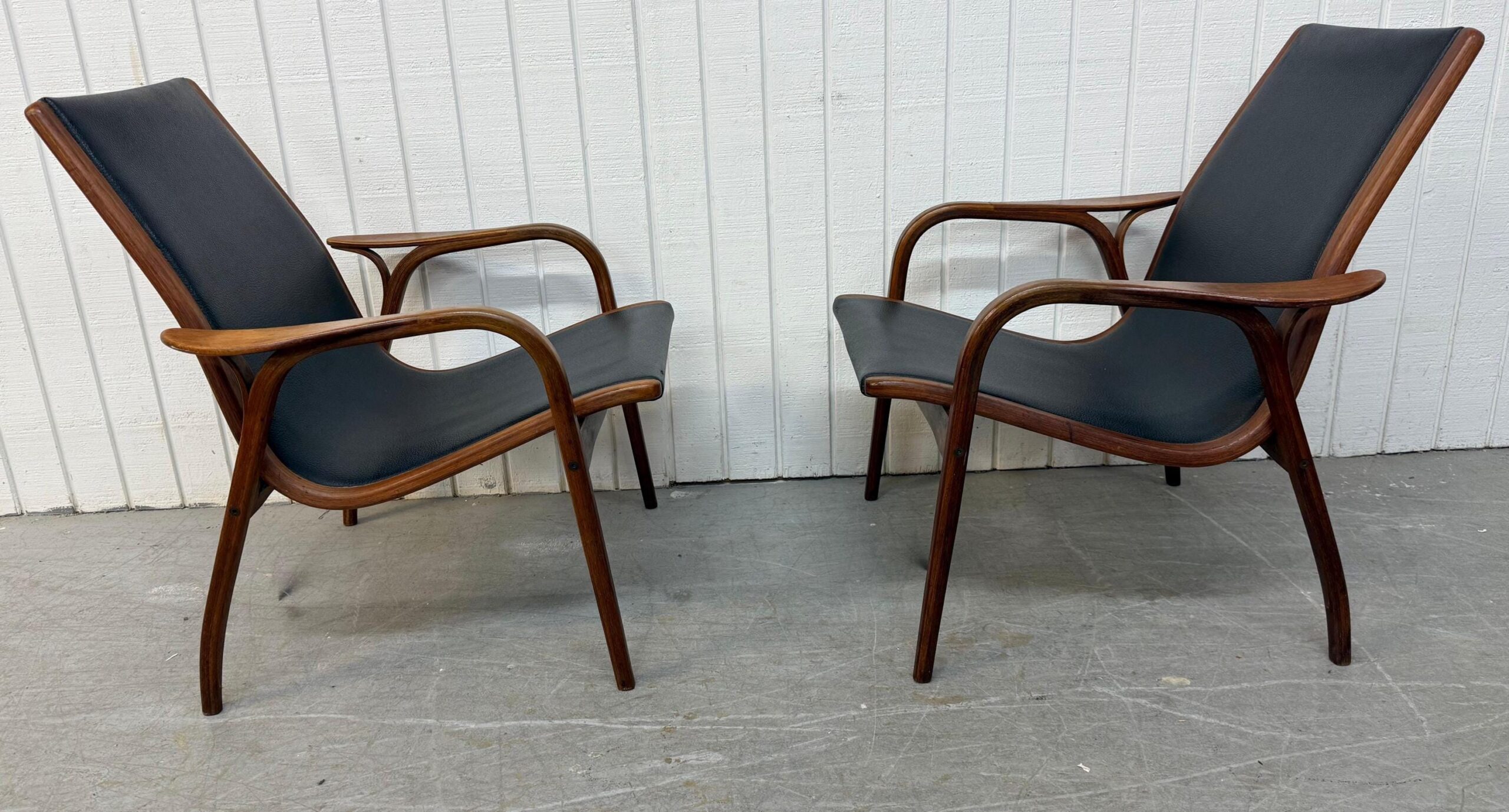 Mid-Century Swedish Modern Lamino Walnut Lounge Chairs - Set of 2 - Image 4