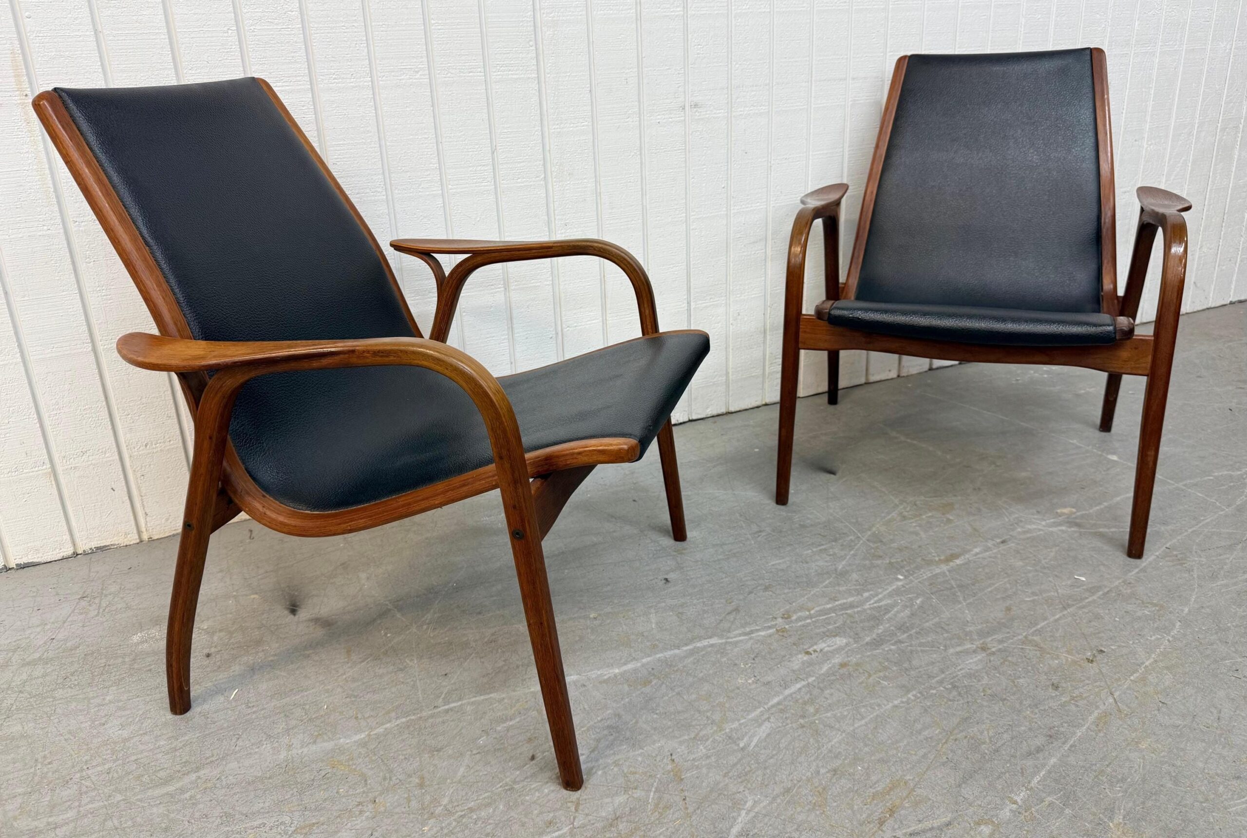 Mid-Century Swedish Modern Lamino Walnut Lounge Chairs - Set of 2 - Image 3