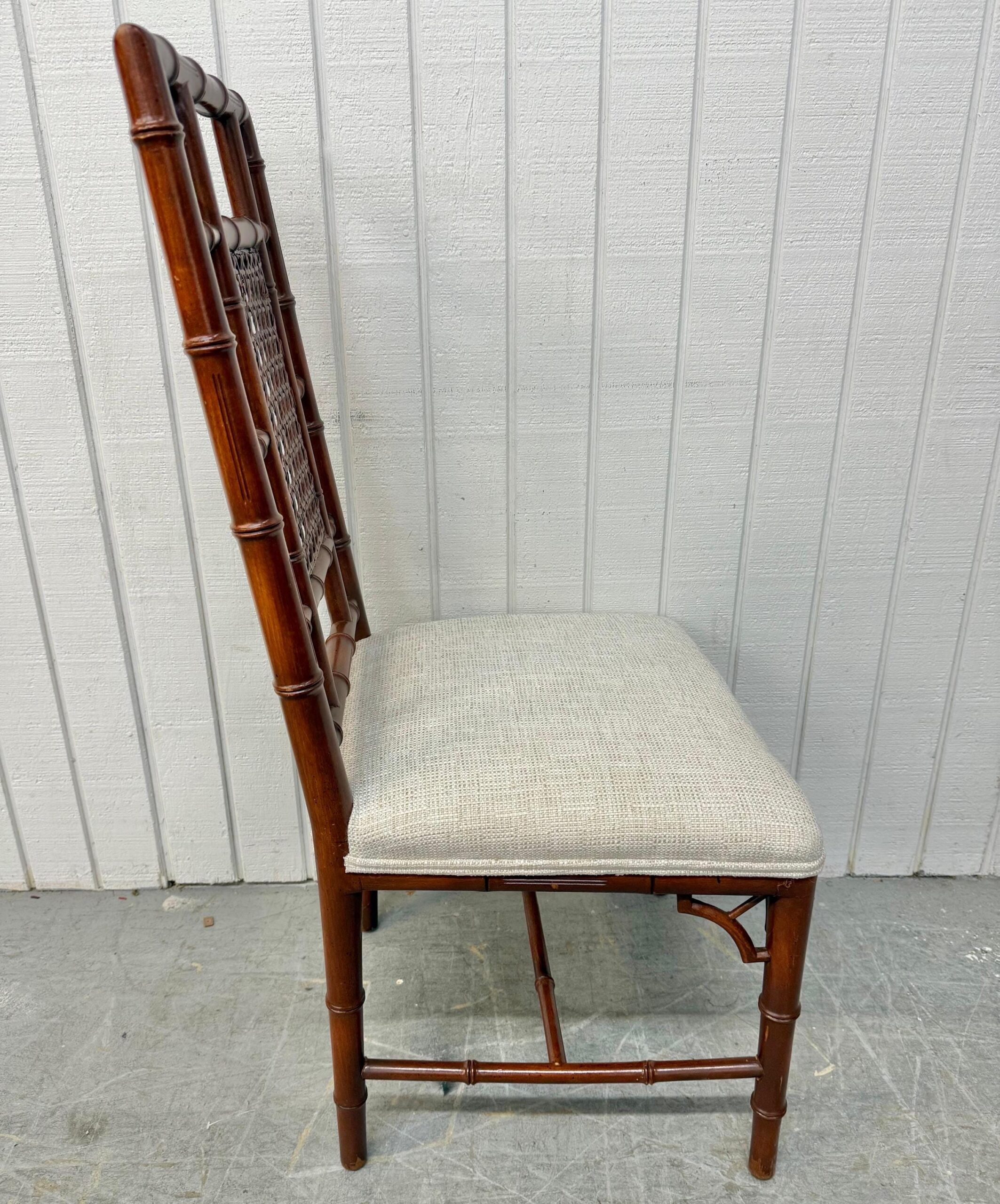 Vintage Faux Bamboo Cane Back Dining Chairs - Set of 6 - Image 7
