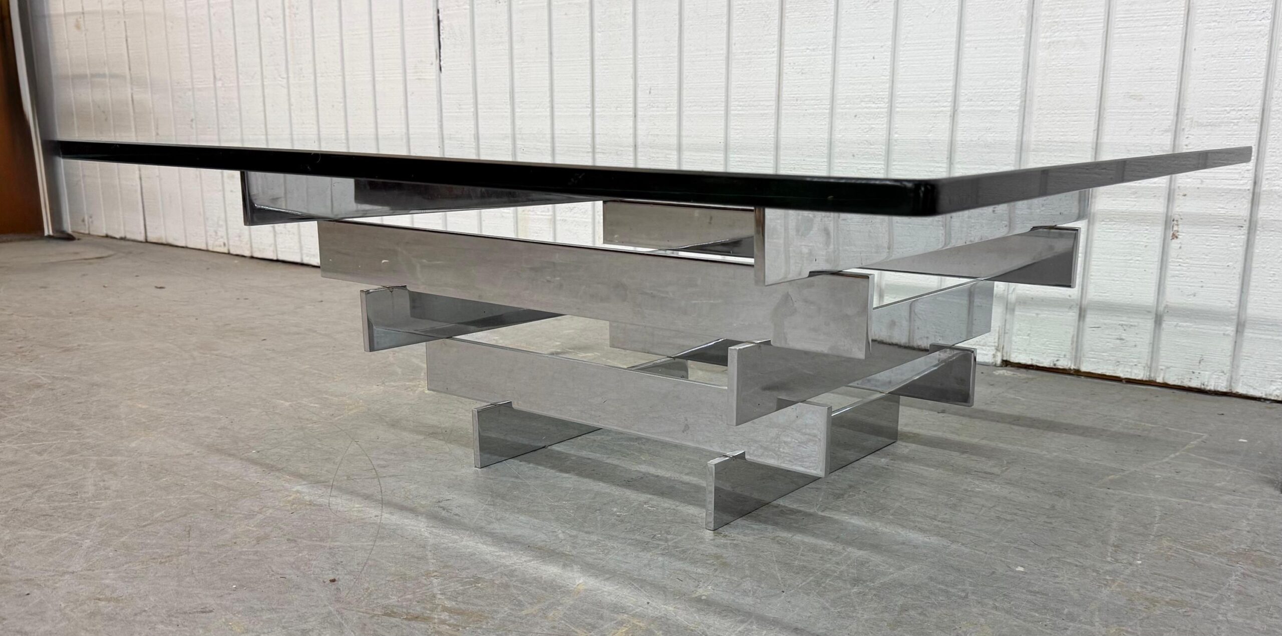 Mid-Century Modern Paul Mayen Chrome & Glass Stacked Coffee Table - Image 6