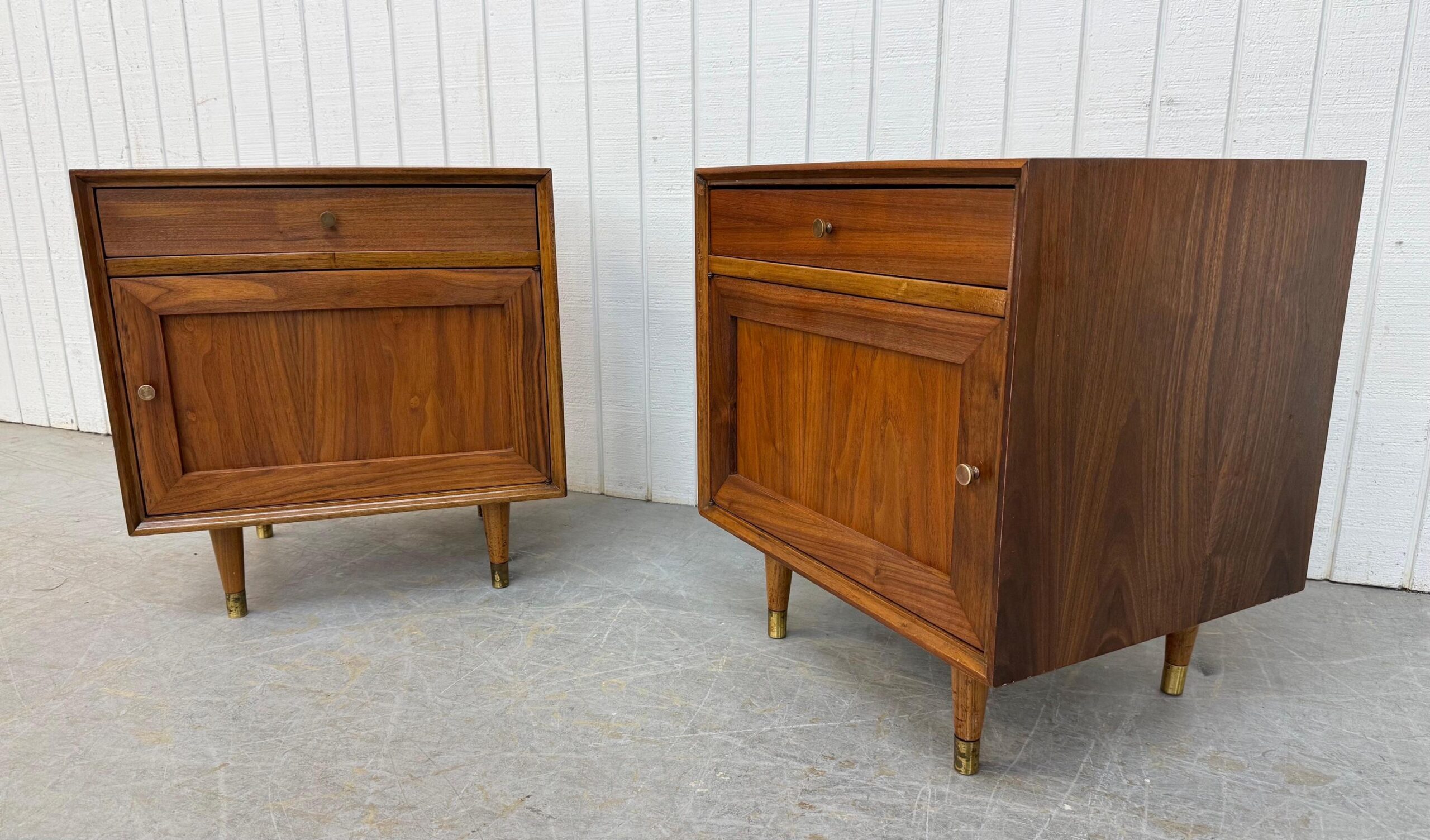 Mid-Century Modern Walnut Nightstands - Set of 2 - Image 3