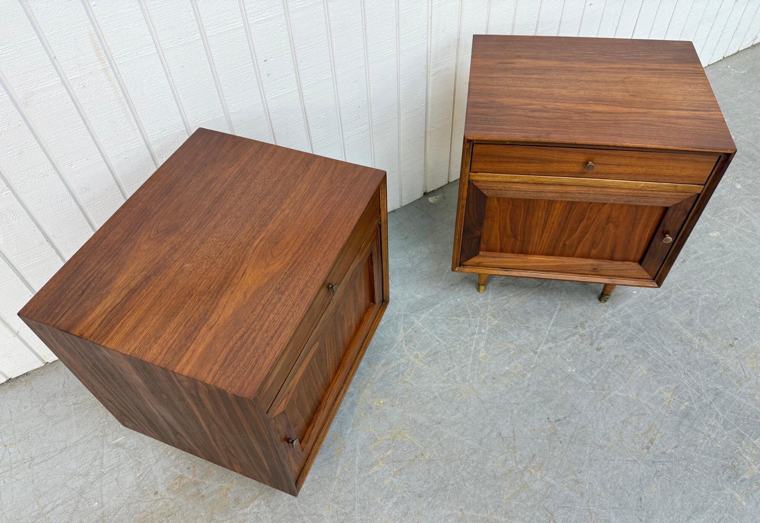 Mid-Century Modern Walnut Nightstands - Set of 2 - Image 4