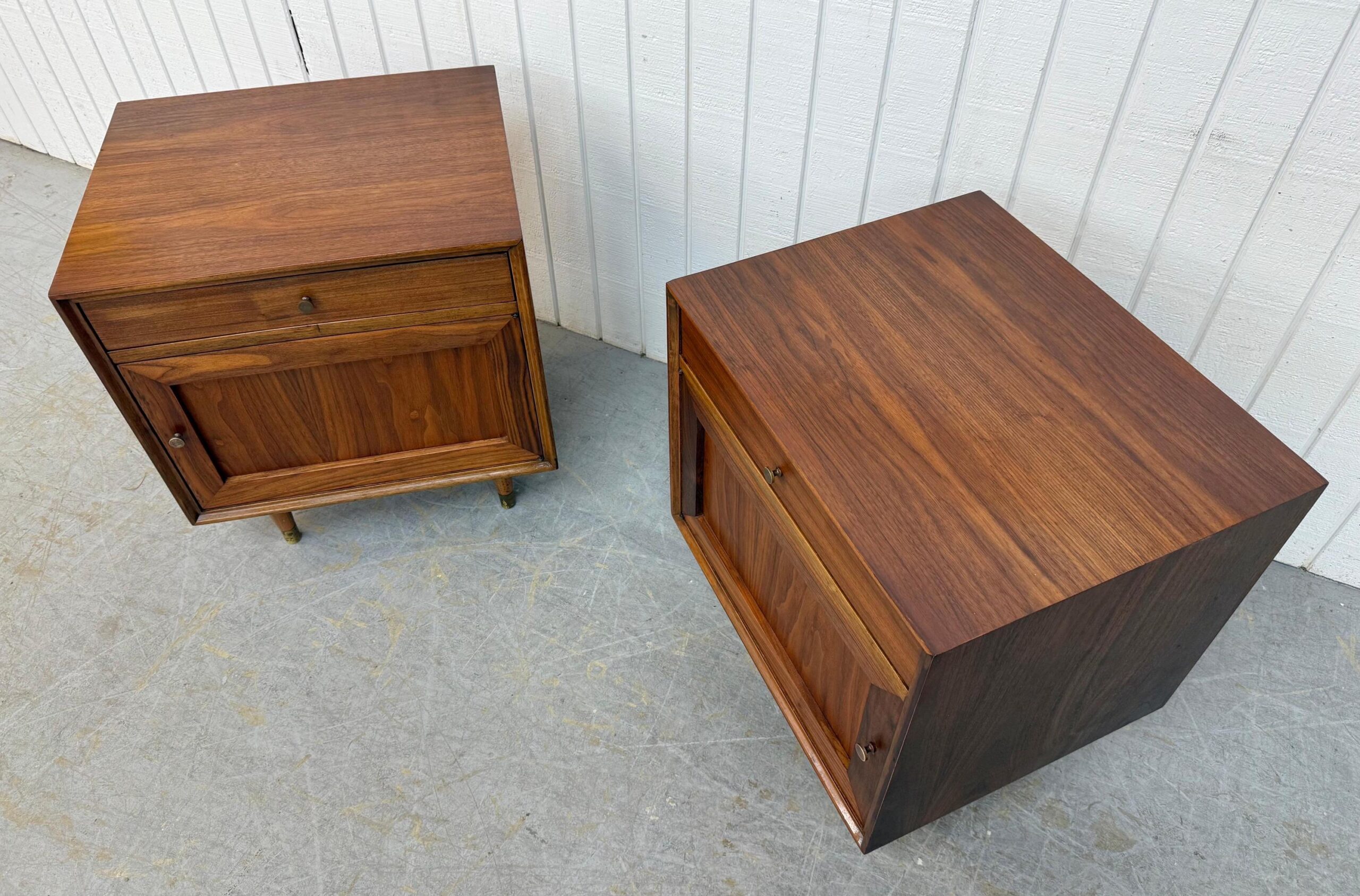 Mid-Century Modern Walnut Nightstands - Set of 2 - Image 6