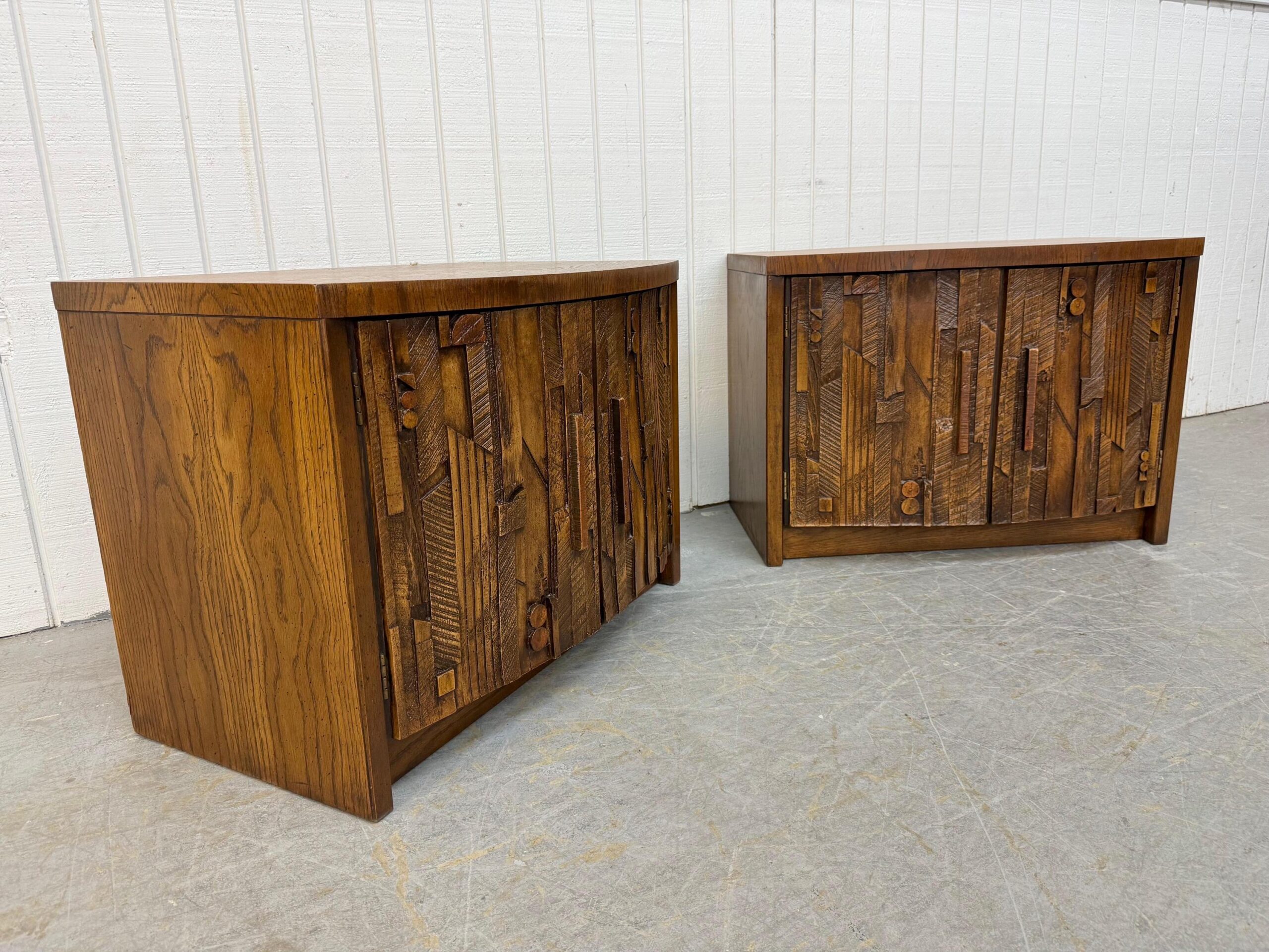 Mid-Century Modern Lane Pueblo Brutalist Nightstands - Set of 2 - Image 2