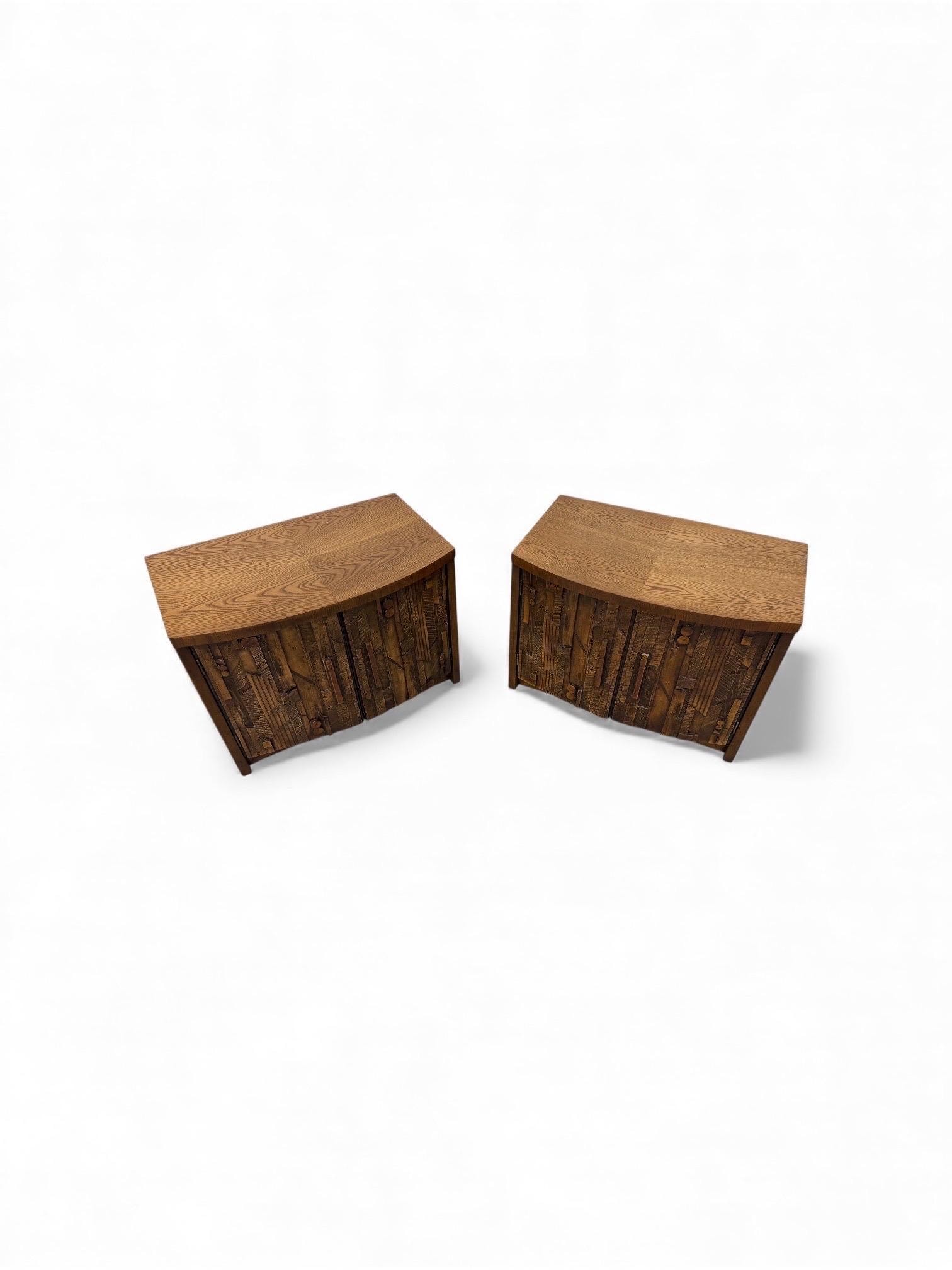 Mid-Century Modern Lane Pueblo Brutalist Nightstands – Set of 2