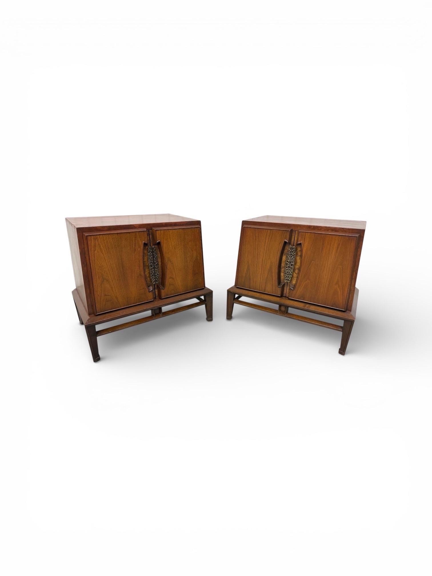 Mid-Century Modern Helen Hobey Baker Walnut Nightstands – Set of 2