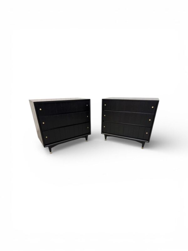 Mid-Century Modern Kroehler Black Bachelor Chests – Set of 2