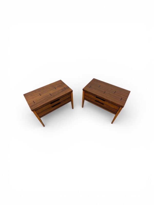 Mid-Century Modern Lane Tuxedo Walnut Nightstands – Set of 2
