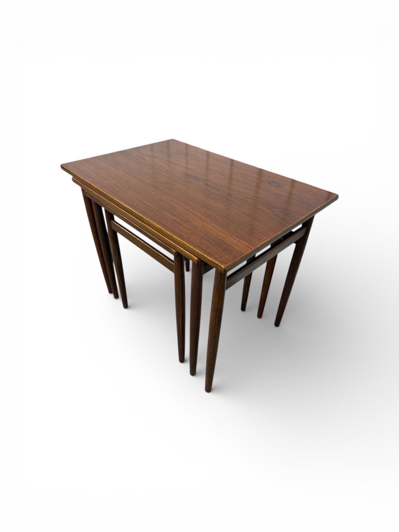 Mid-Century Modern Walnut Nesting Tables - Set of 3 - Image 7