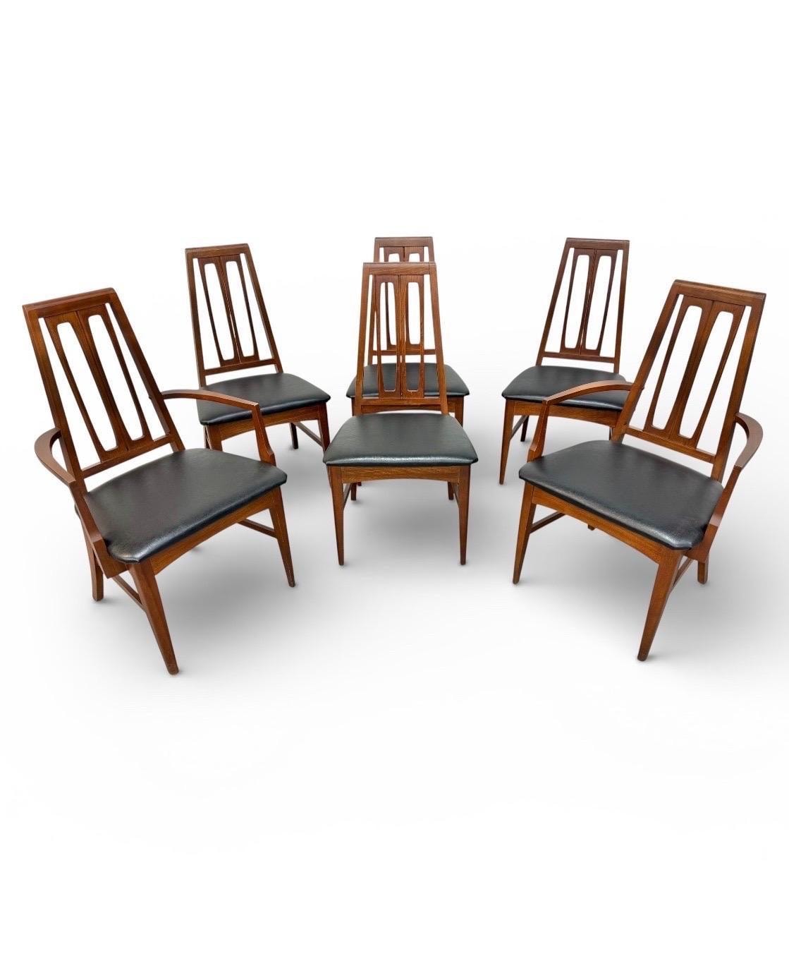 Mid-Century Modern Young Manufacturing Walnut Dining Chairs – Set of 6