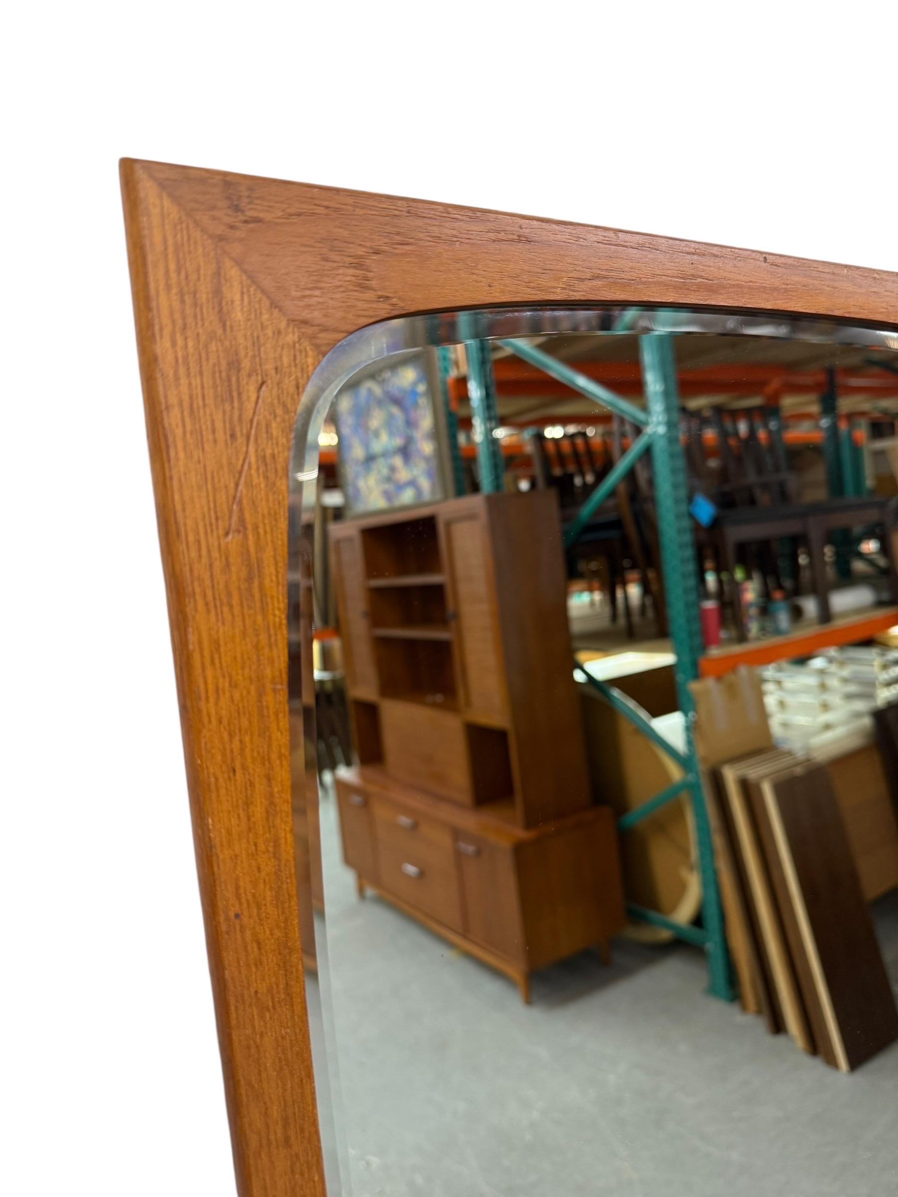 Mid-Century Danish Modern Clark Eaton Teak Bevelled Wall Mirror - Image 5
