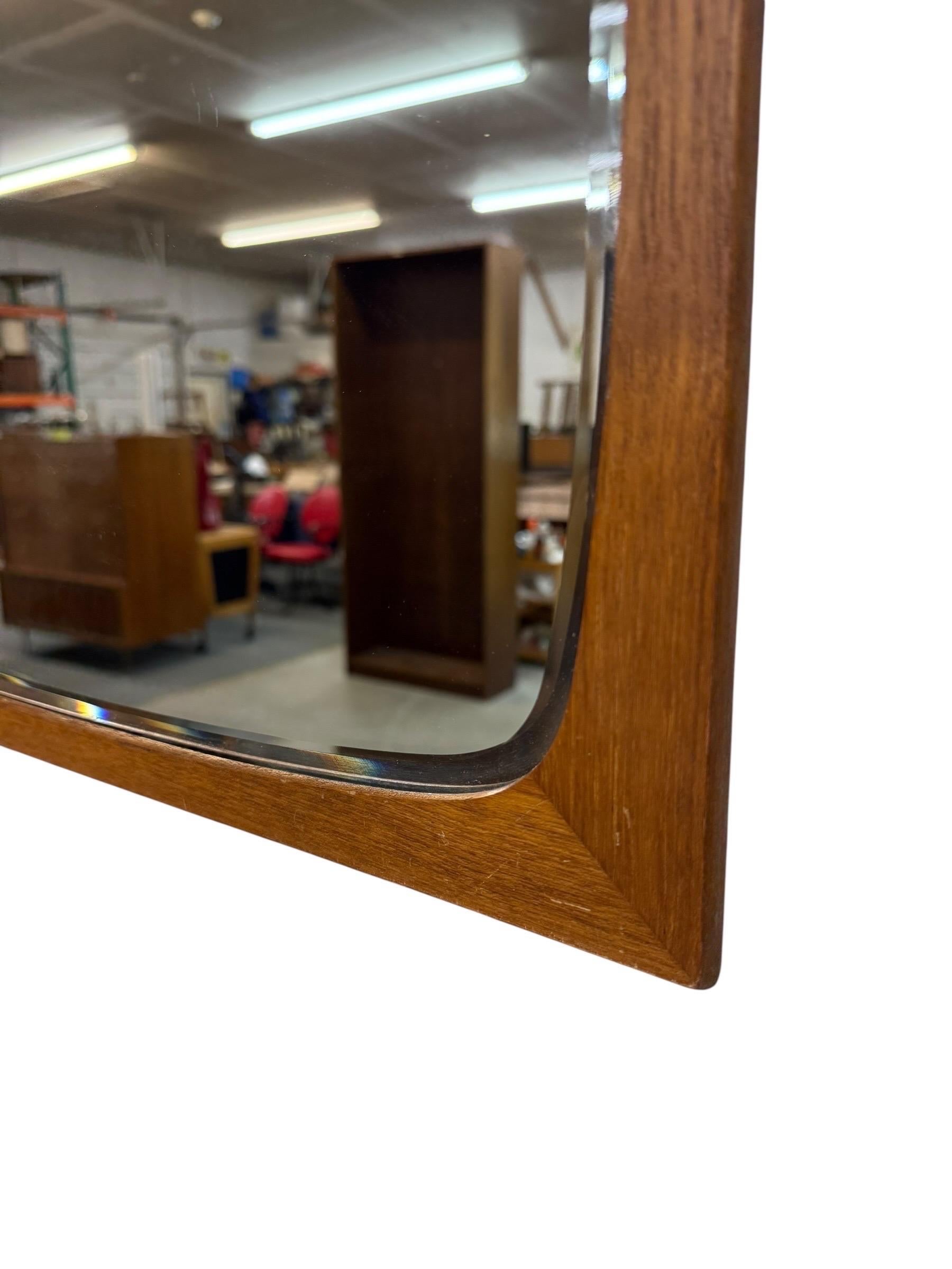 Mid-Century Danish Modern Clark Eaton Teak Bevelled Wall Mirror - Image 6