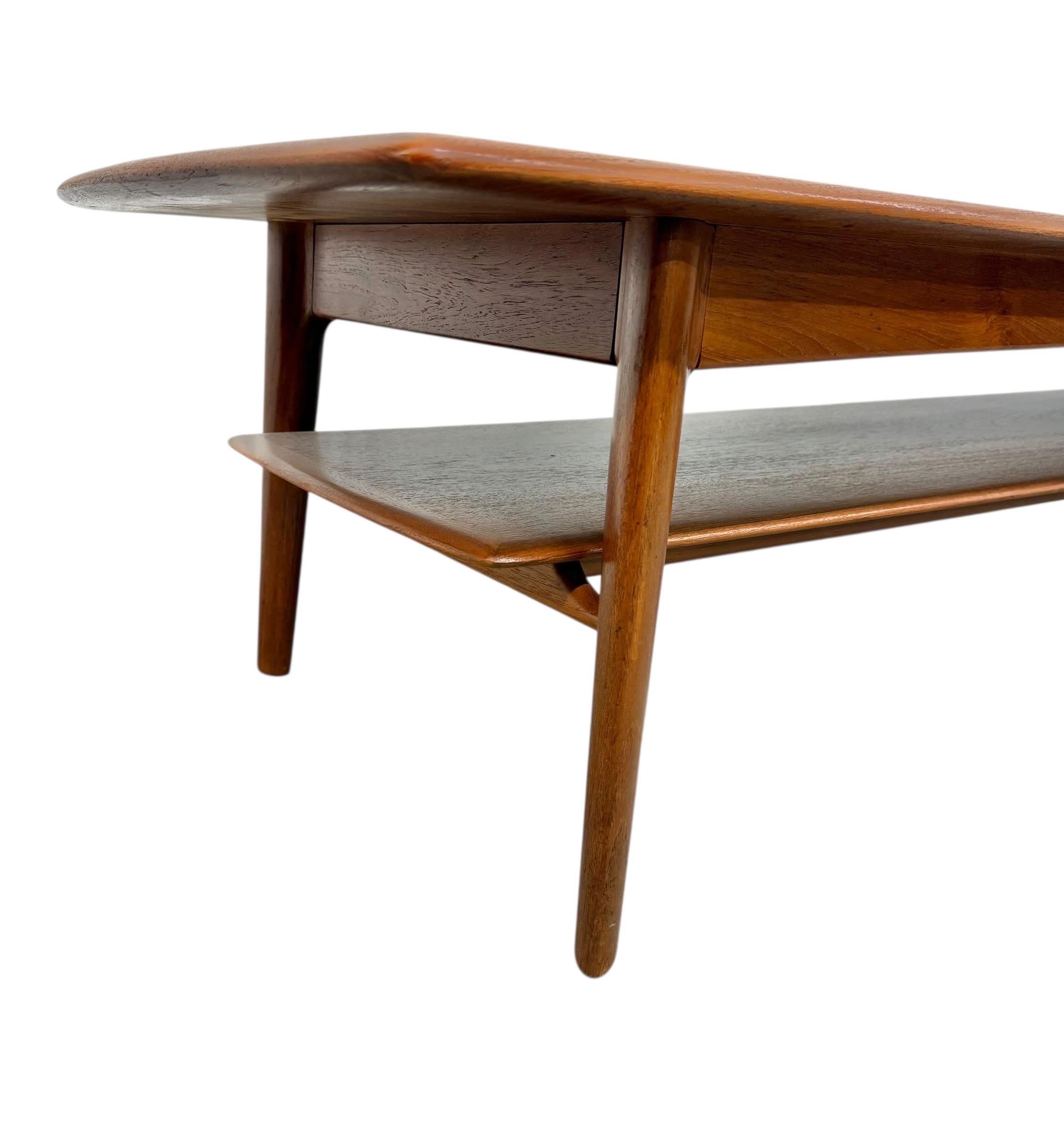 Mid-Century Danish Modern Teak Coffee Table w/Magazine Shelf - Refinished - Image 7