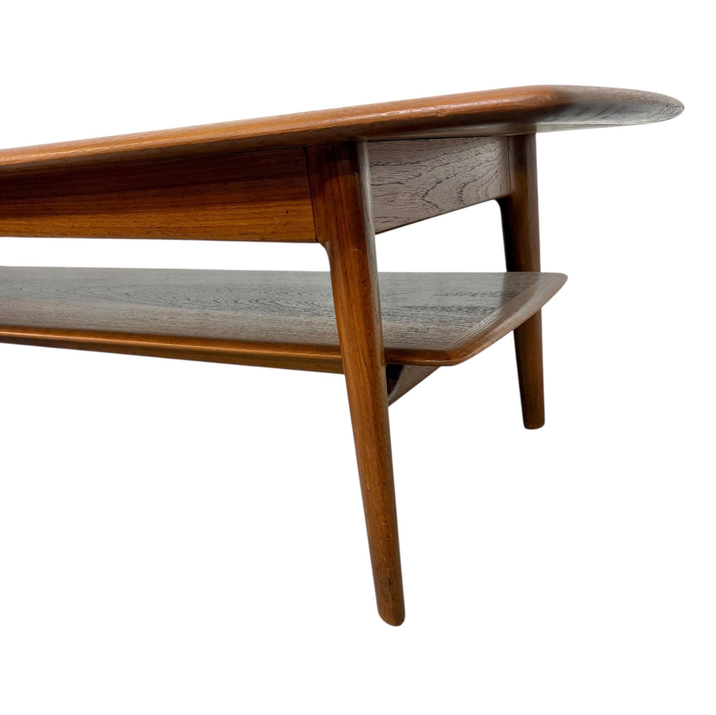 Mid-Century Danish Modern Teak Coffee Table w/Magazine Shelf - Refinished - Image 8