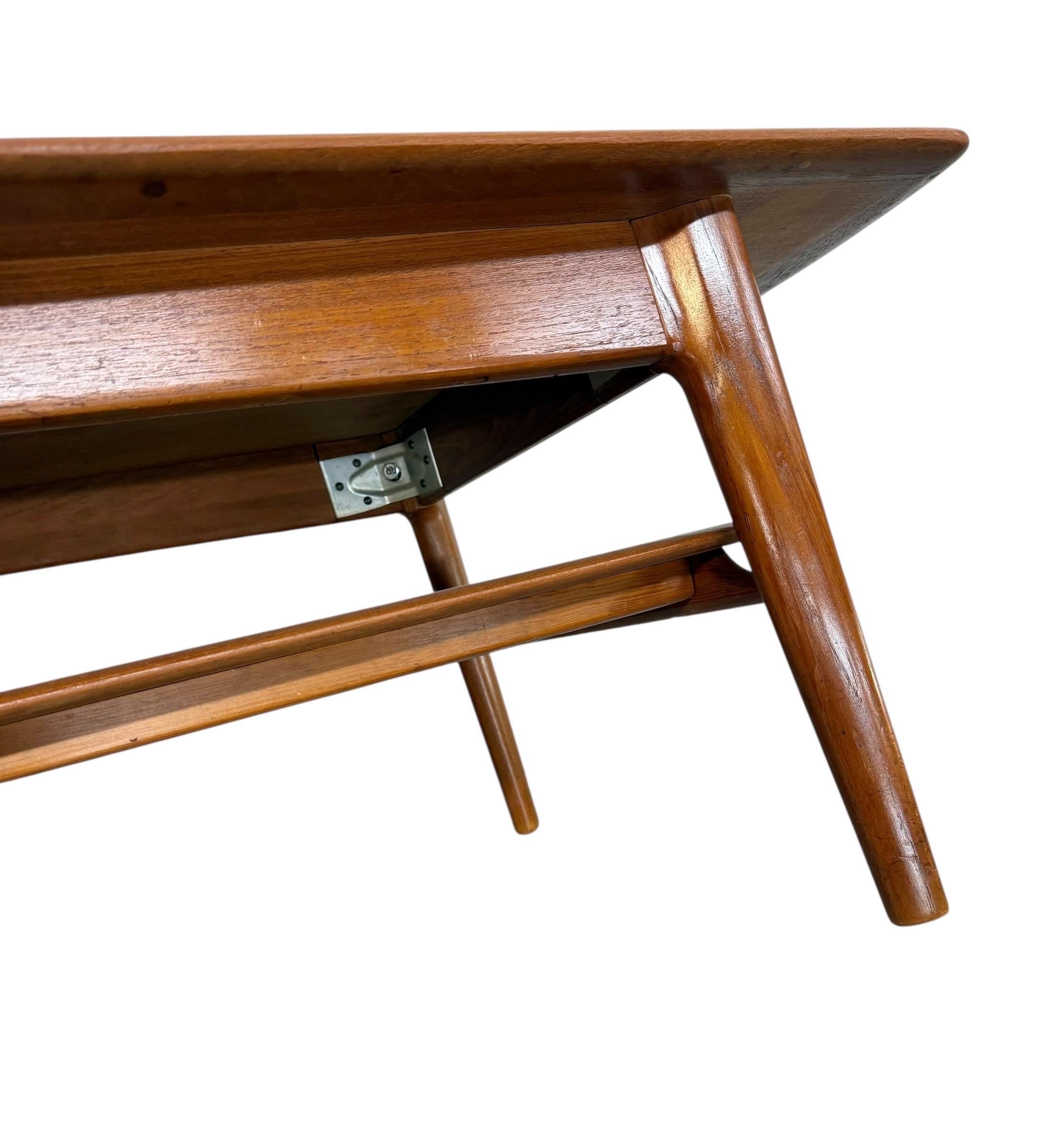 Mid-Century Danish Modern Teak Coffee Table w/Magazine Shelf - Refinished - Image 9