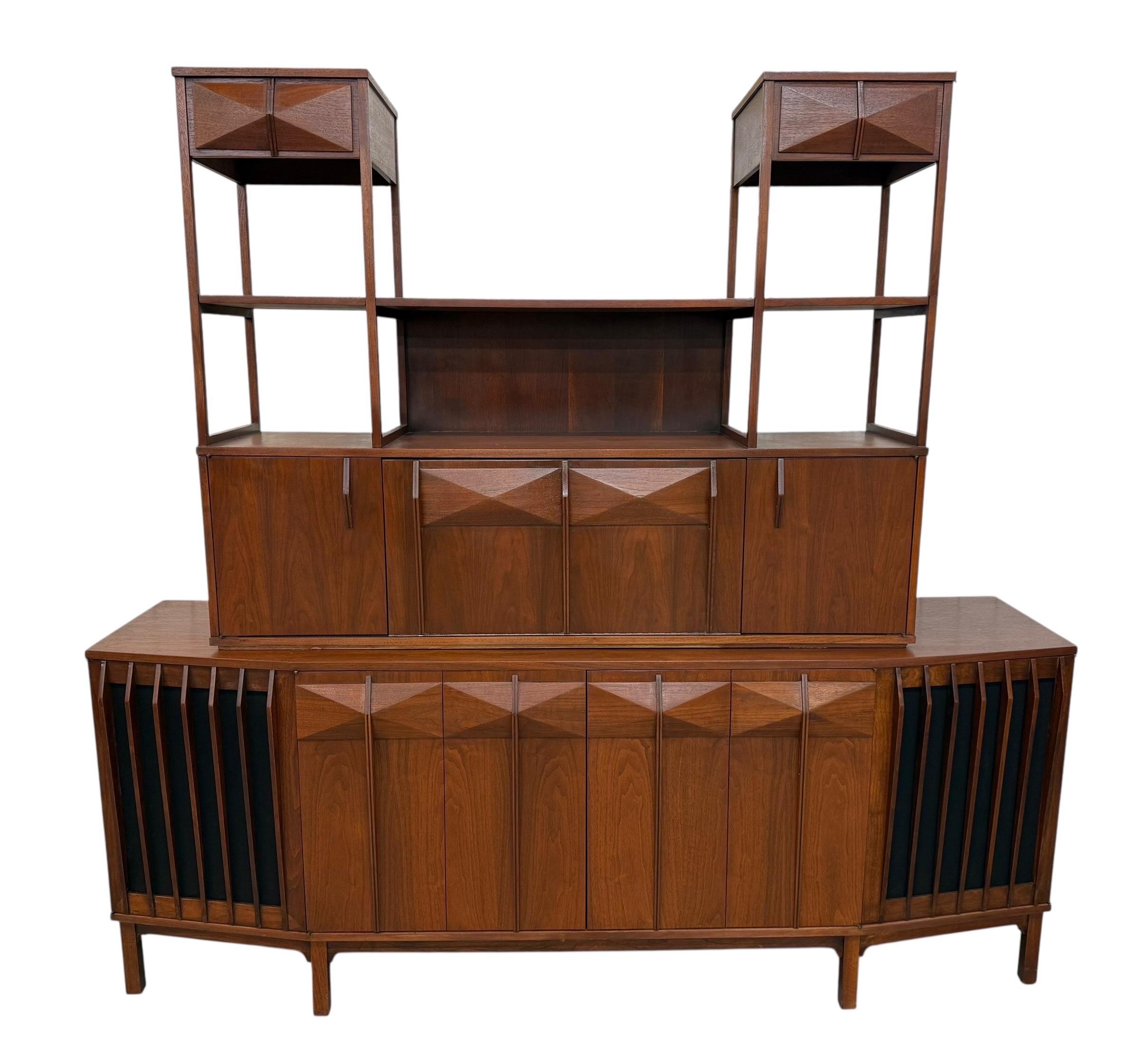 Mid-Century Modern Brazilian Style 2-Piece Walnut Bar Storage Cabinet - Image 2