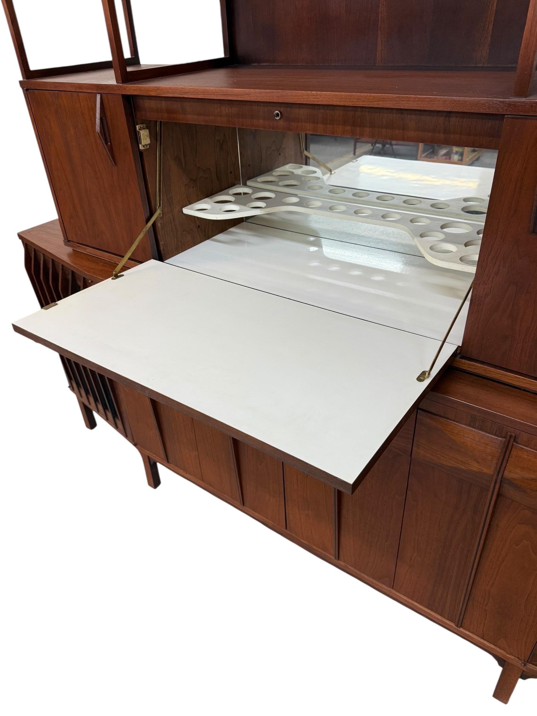 Mid-Century Modern Brazilian Style 2-Piece Walnut Bar Storage Cabinet - Image 13