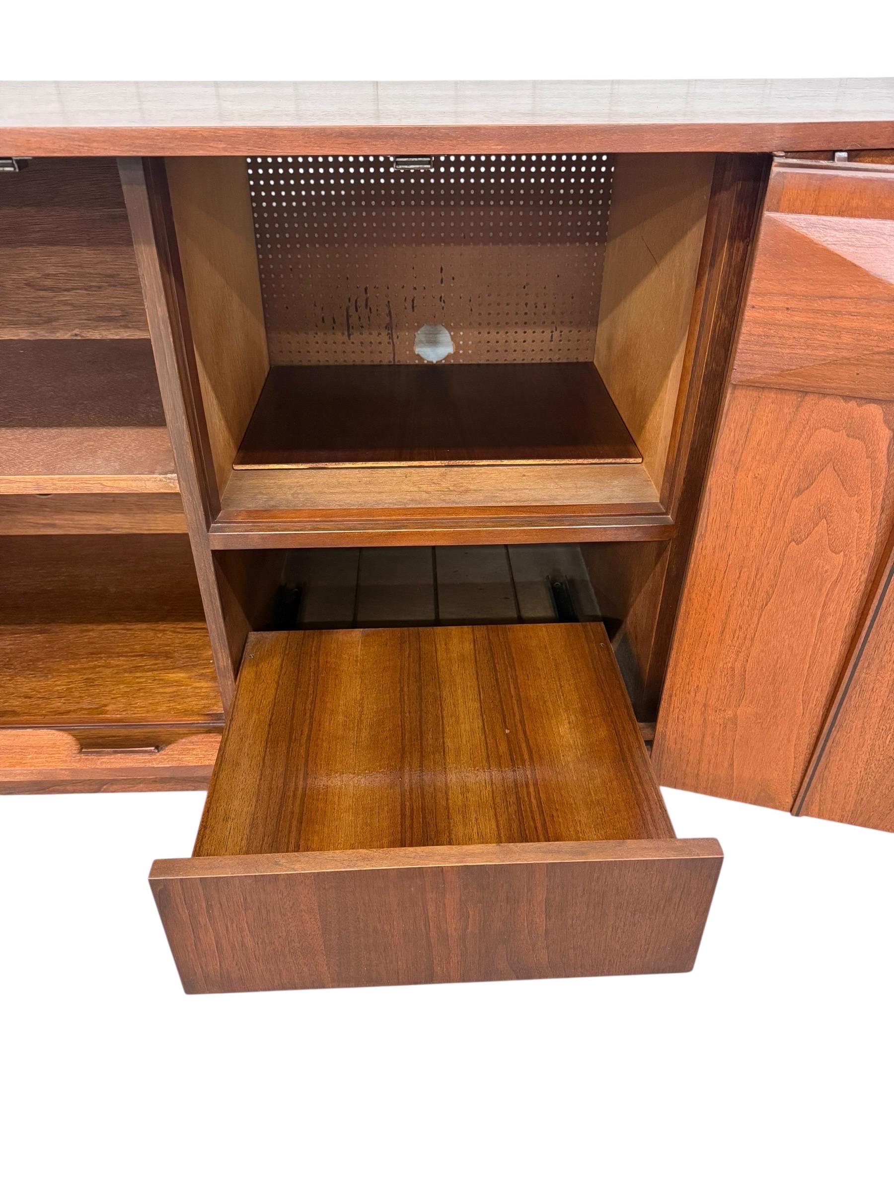 Mid-Century Modern Brazilian Style 2-Piece Walnut Bar Storage Cabinet - Image 14