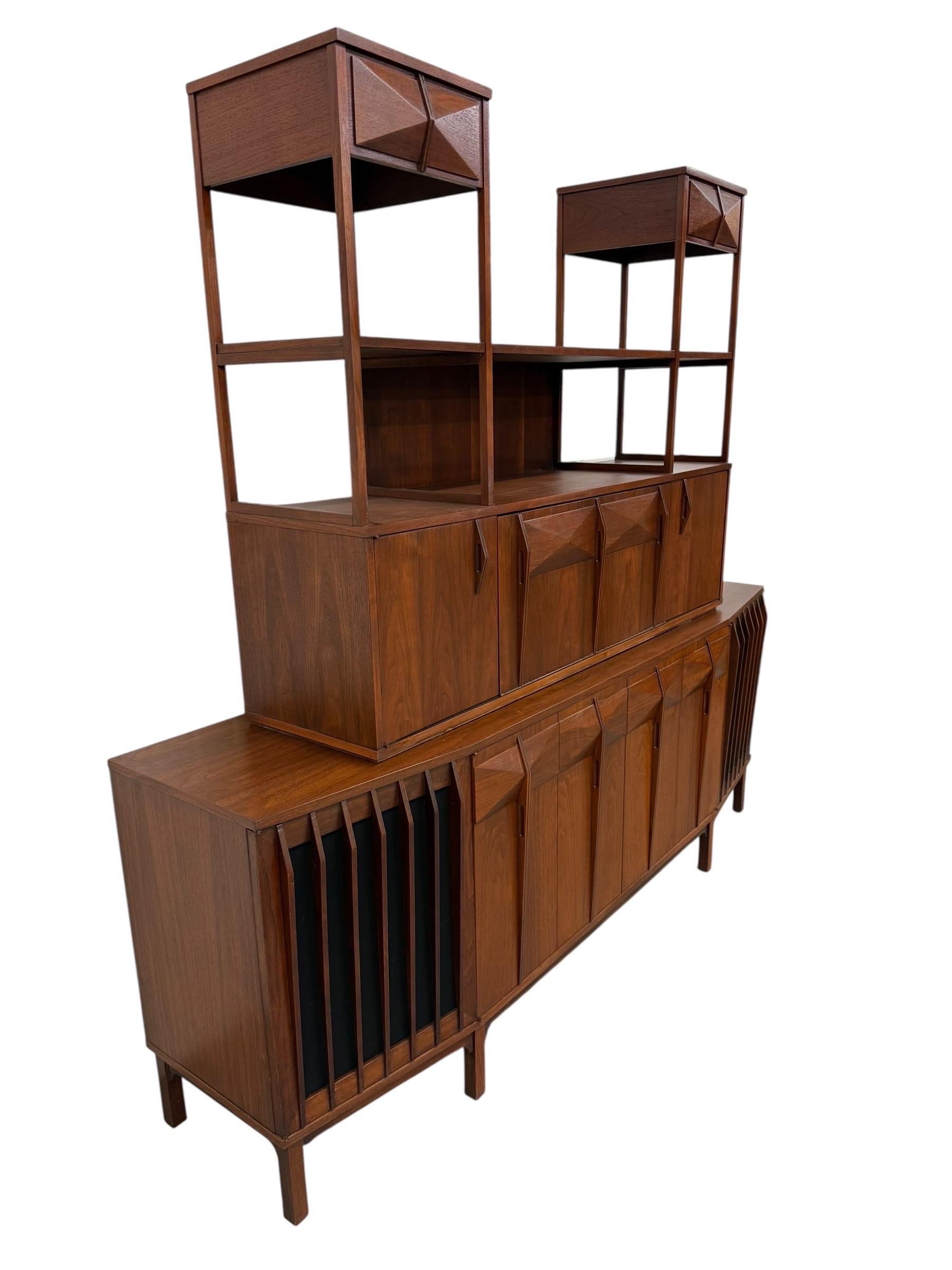Mid-Century Modern Brazilian Style 2-Piece Walnut Bar Storage Cabinet - Image 3