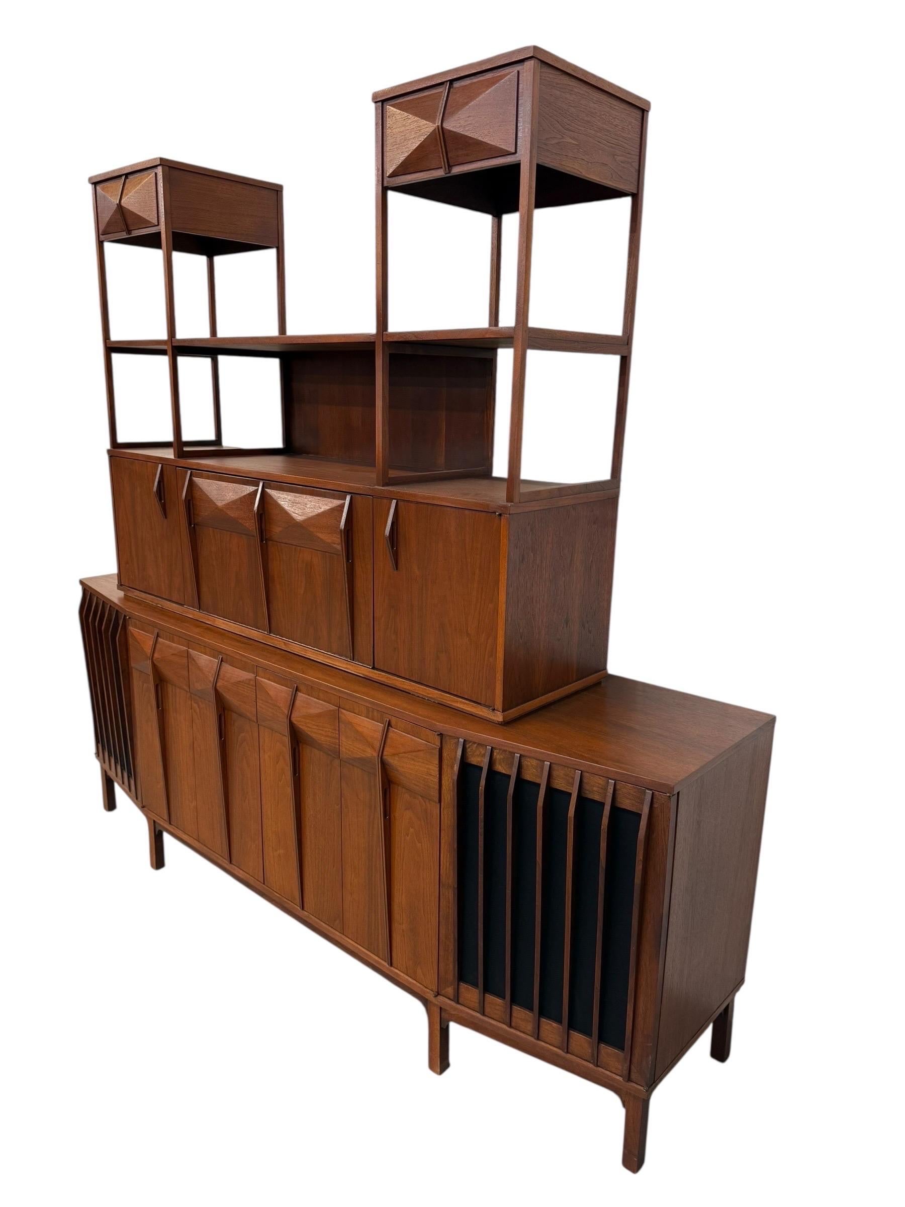 Mid-Century Modern Brazilian Style 2-Piece Walnut Bar Storage Cabinet - Image 4
