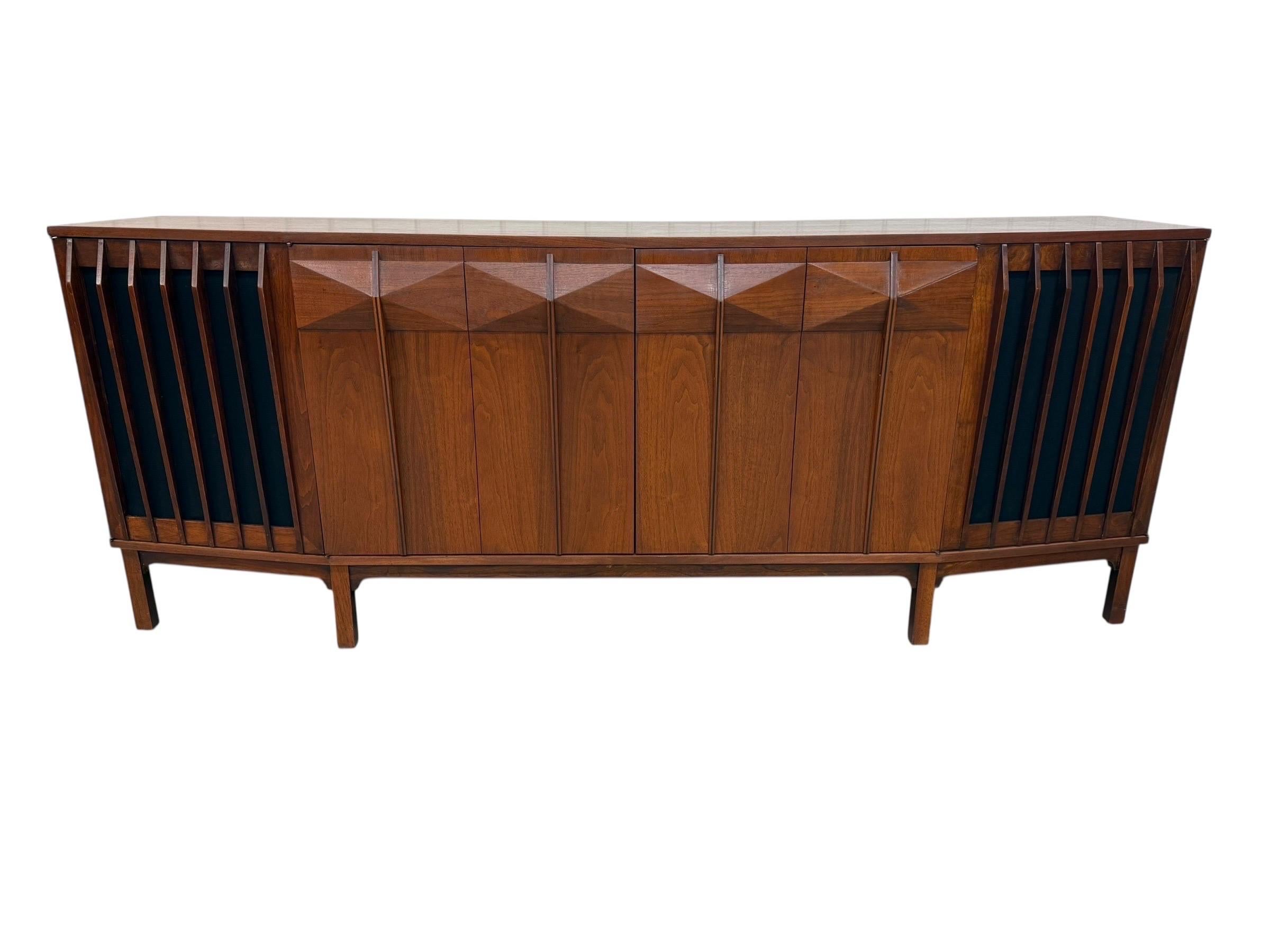 Mid-Century Modern Brazilian Style 2-Piece Walnut Bar Storage Cabinet - Image 9