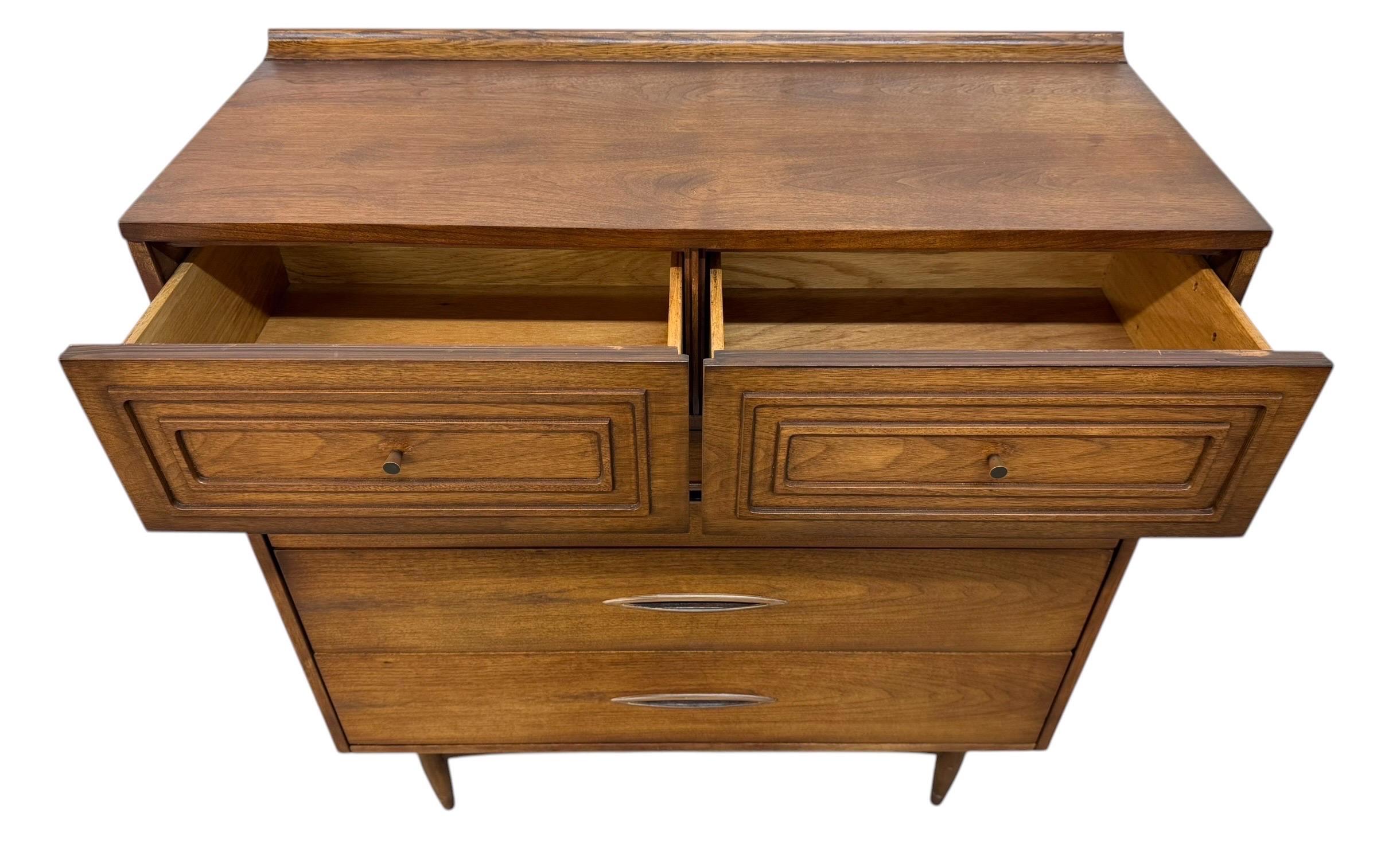 Mid-Century Modern Broyhill Sculptra Walnut High Chest - Image 6