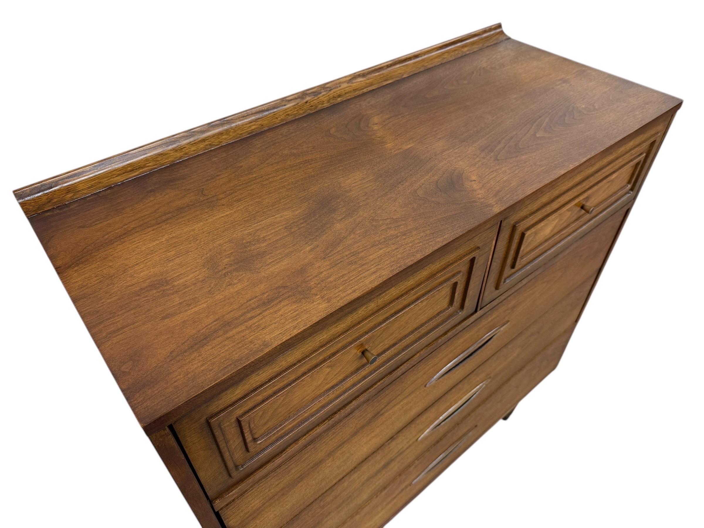 Mid-Century Modern Broyhill Sculptra Walnut High Chest - Image 7