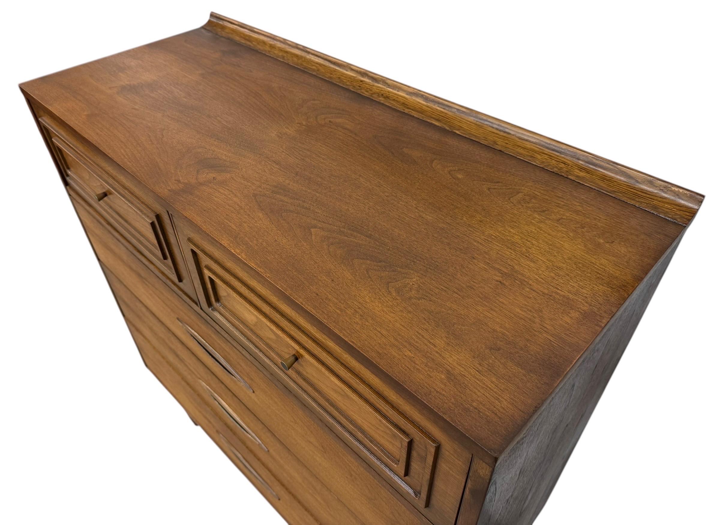 Mid-Century Modern Broyhill Sculptra Walnut High Chest - Image 8