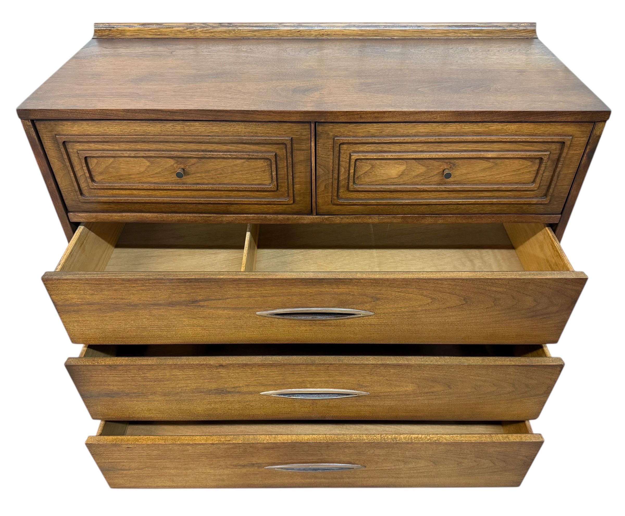 Mid-Century Modern Broyhill Sculptra Walnut High Chest - Image 9