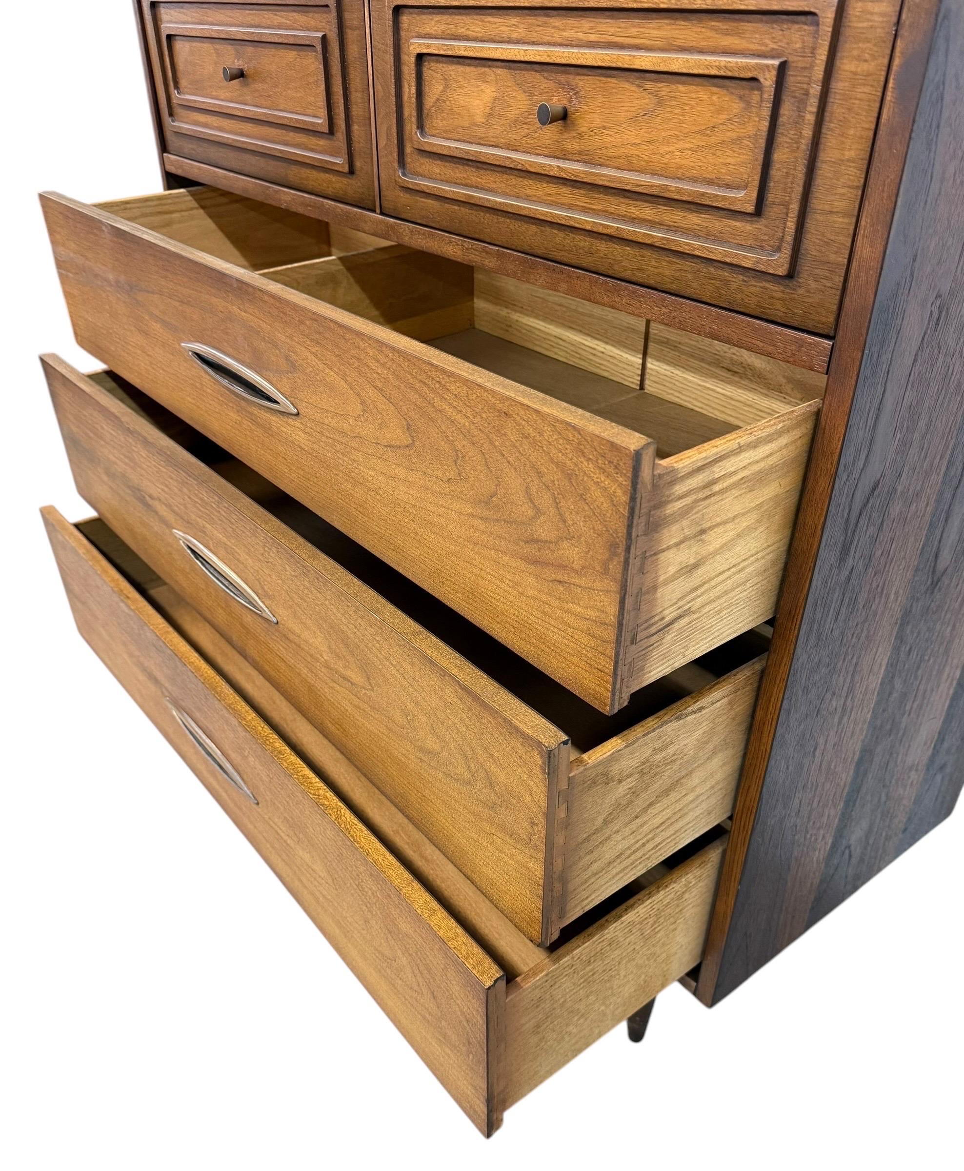 Mid-Century Modern Broyhill Sculptra Walnut High Chest - Image 10
