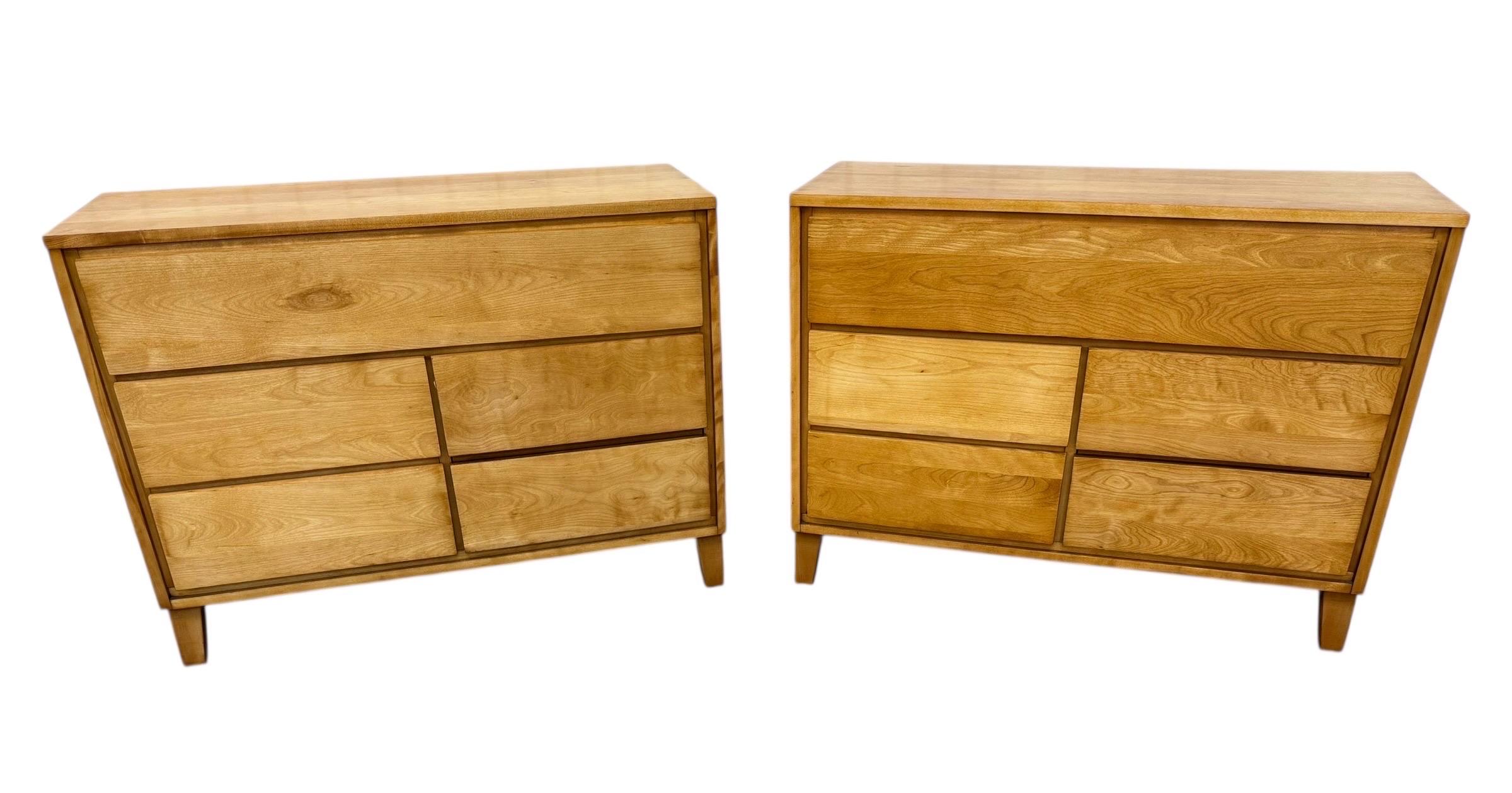 Mid-Century Modern Conant Ball Solid Maple Dressers - Set of 2 - Image 2