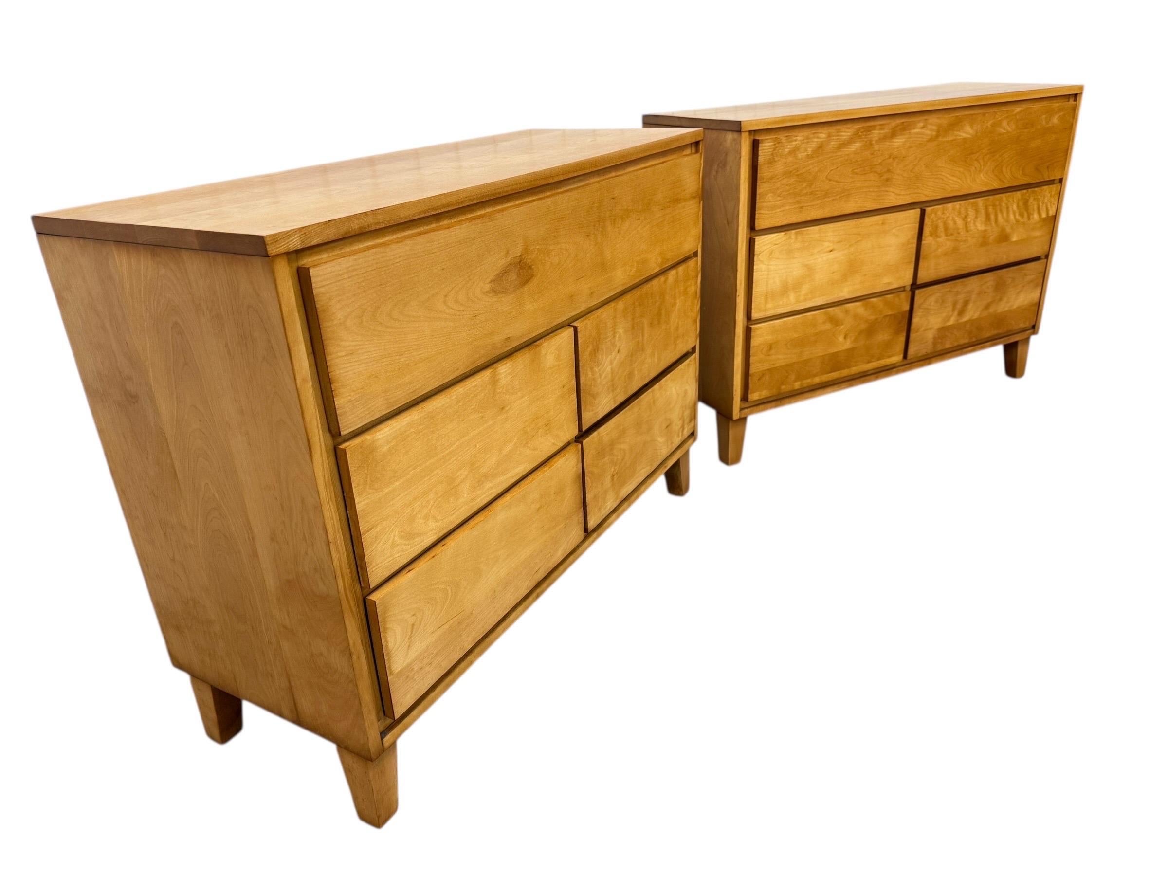 Mid-Century Modern Conant Ball Solid Maple Dressers - Set of 2 - Image 3