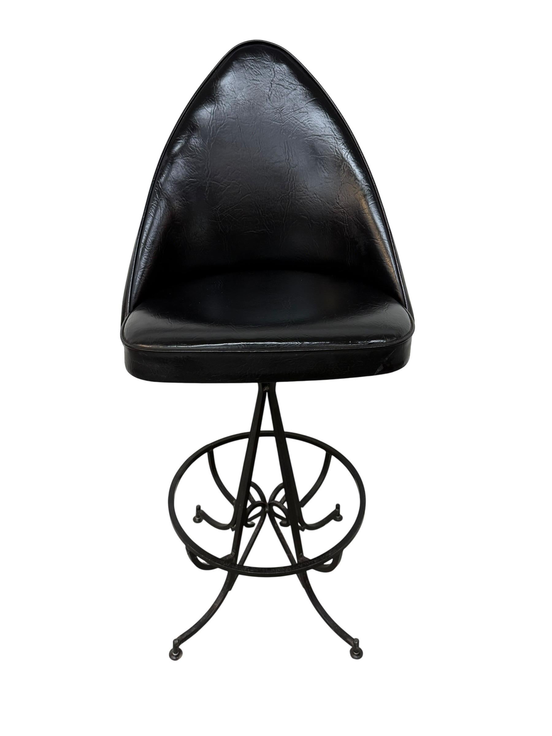 Mid-Century Modern Gothic Style Swivel Bar Stools - Set of 3 - Image 5