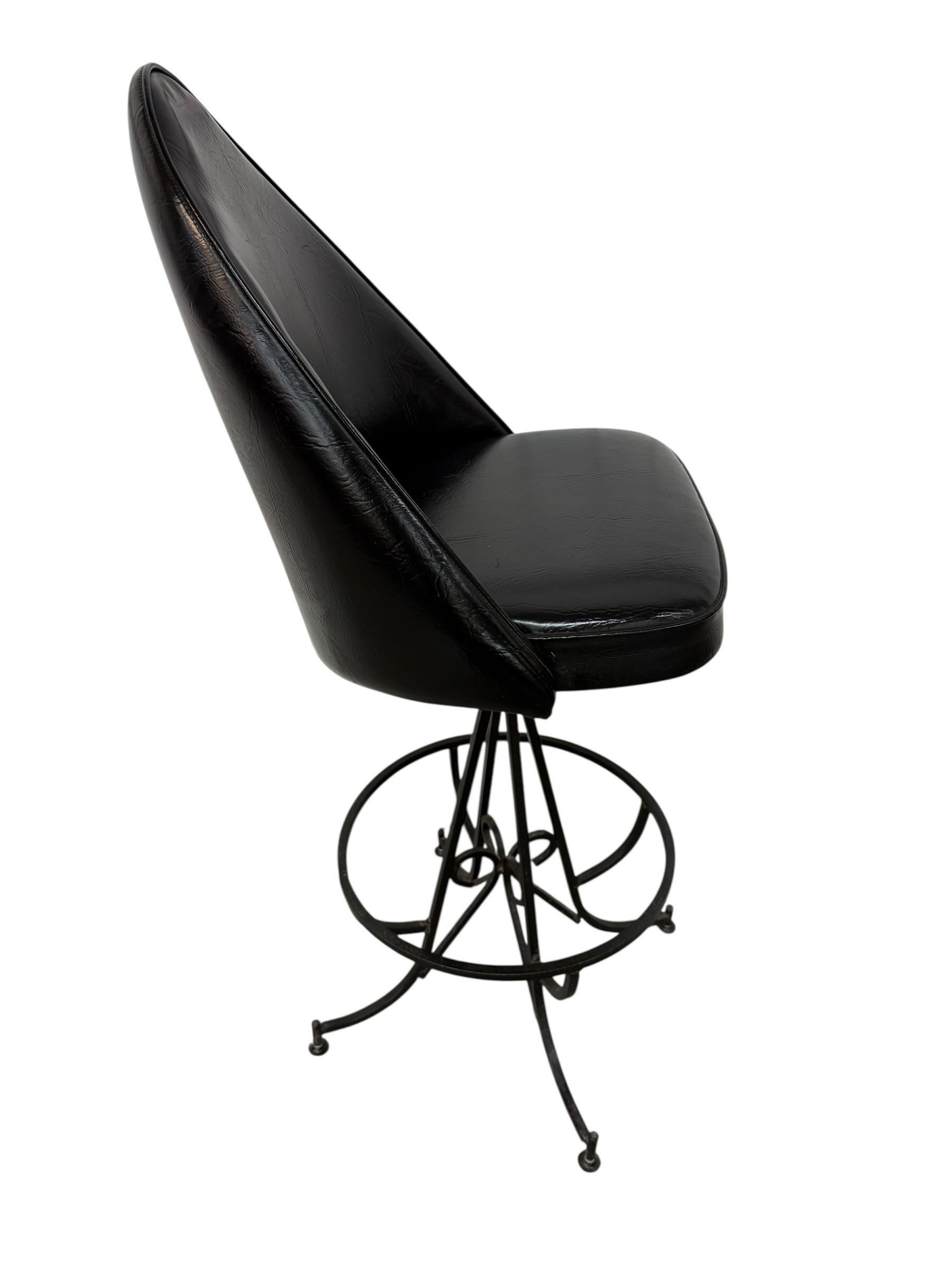Mid-Century Modern Gothic Style Swivel Bar Stools - Set of 3 - Image 6