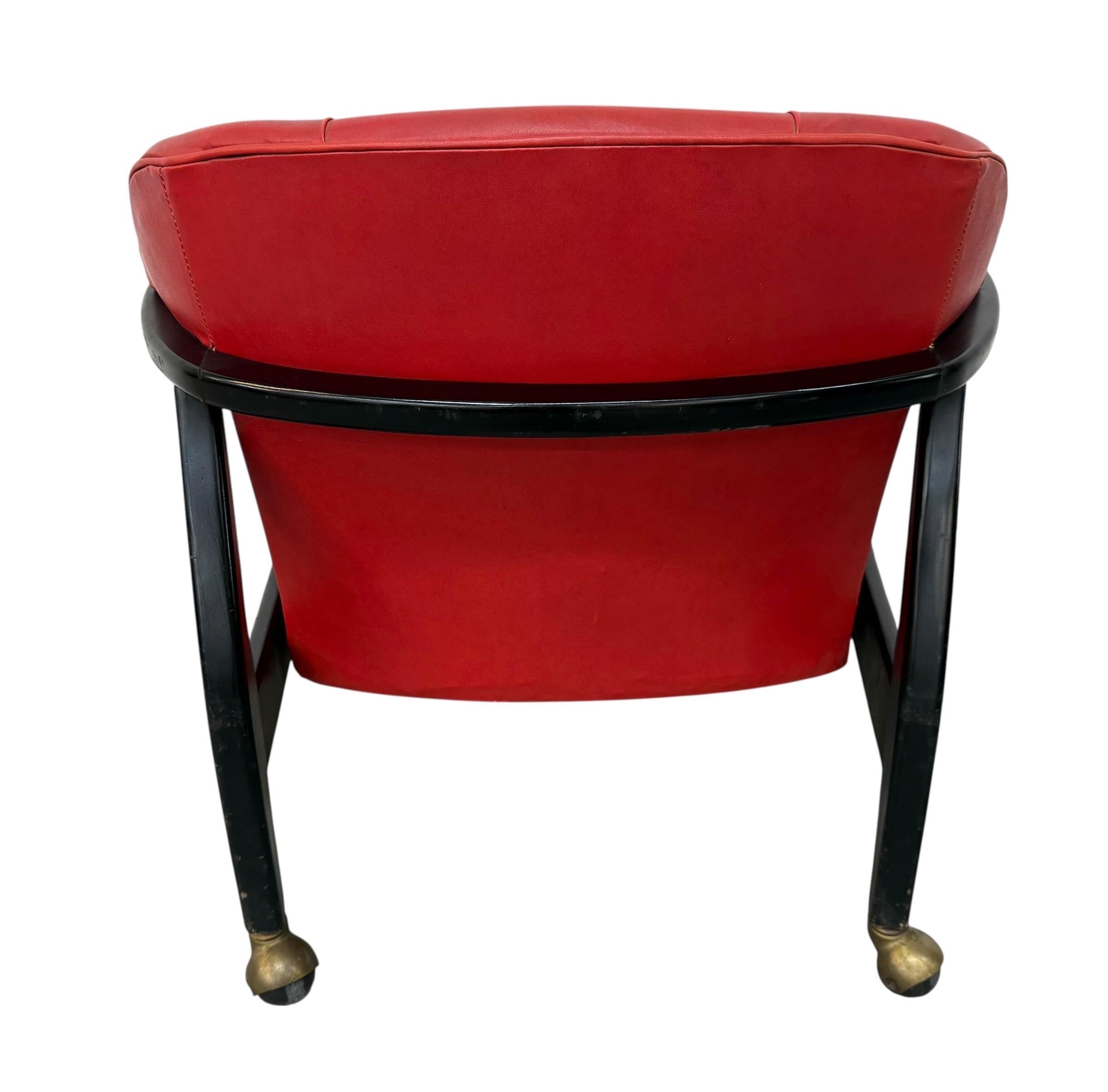 Mid-Century Modern Red Vinyl Arm Chair - Image 6