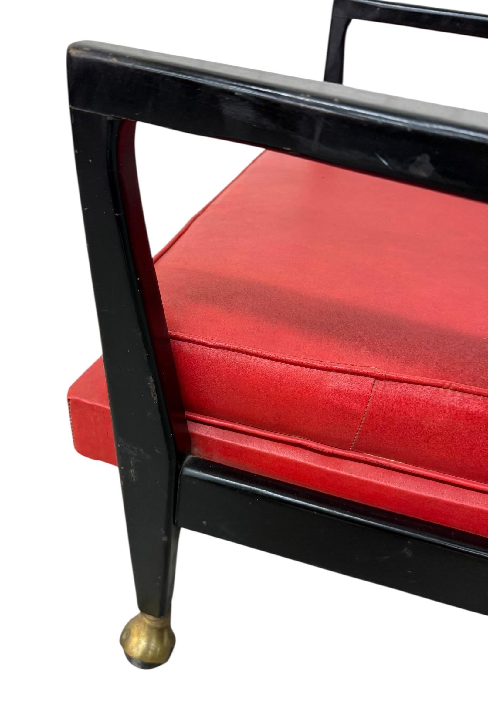 Mid-Century Modern Red Vinyl Arm Chair - Image 8