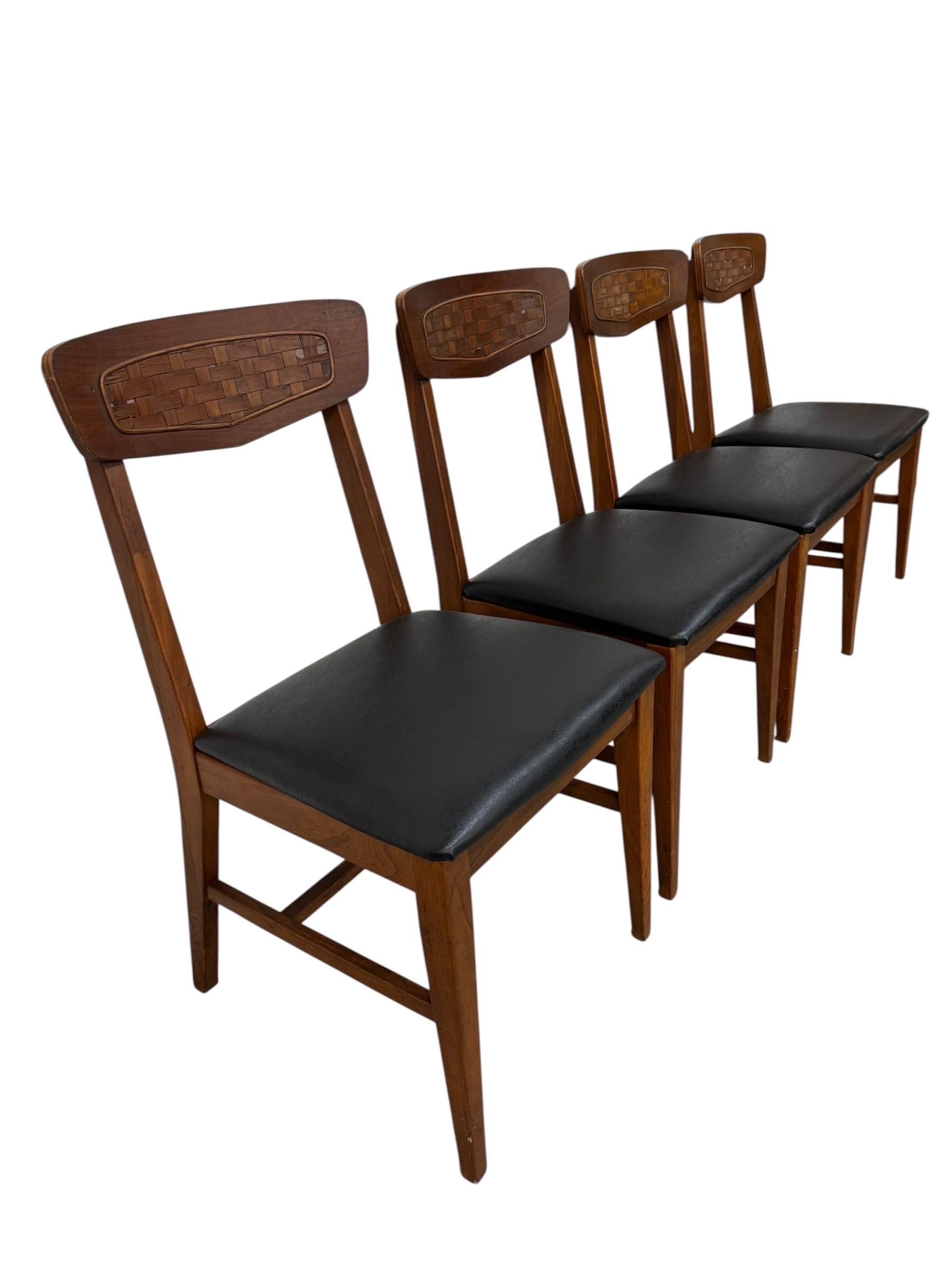 Mid-Century Modern Walnut Dining Chairs - Set of 4 - Image 3