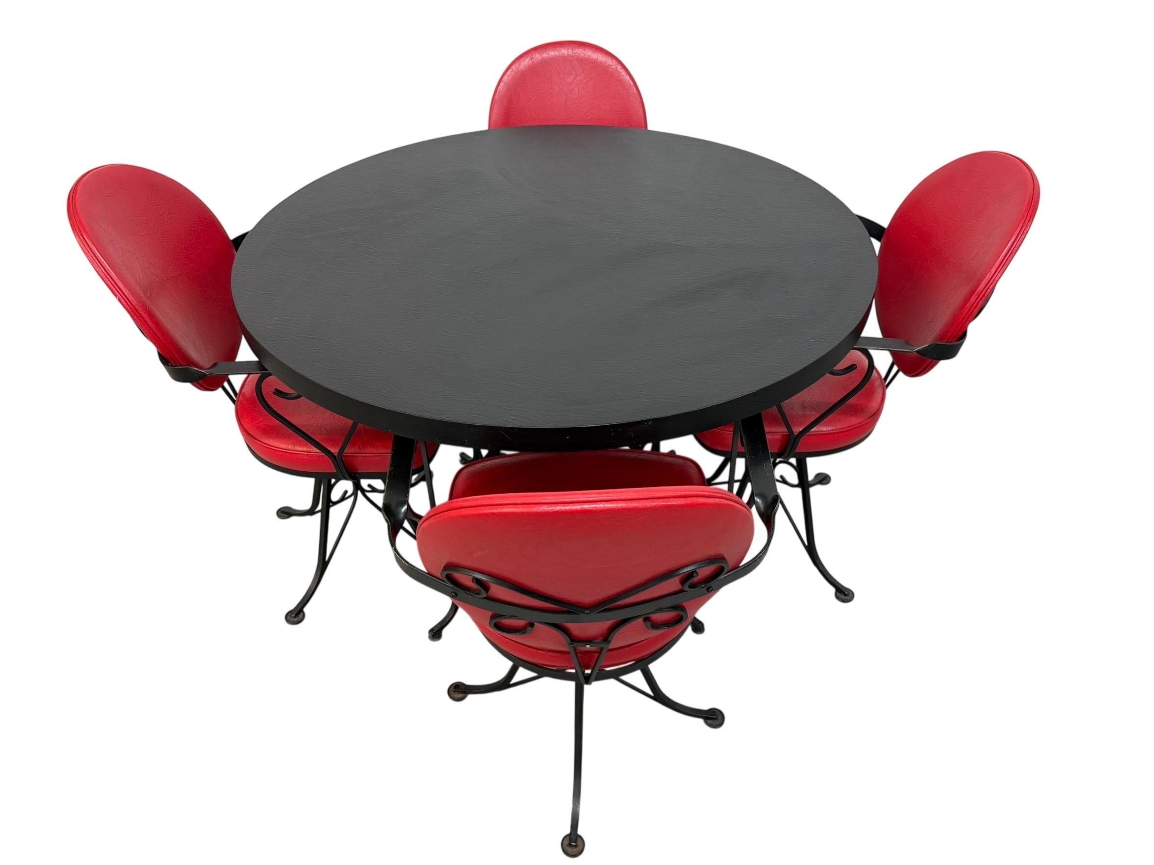 Vintage 1970's Hollywood Regency Style Wrought Iron Dinette Set - Image 2