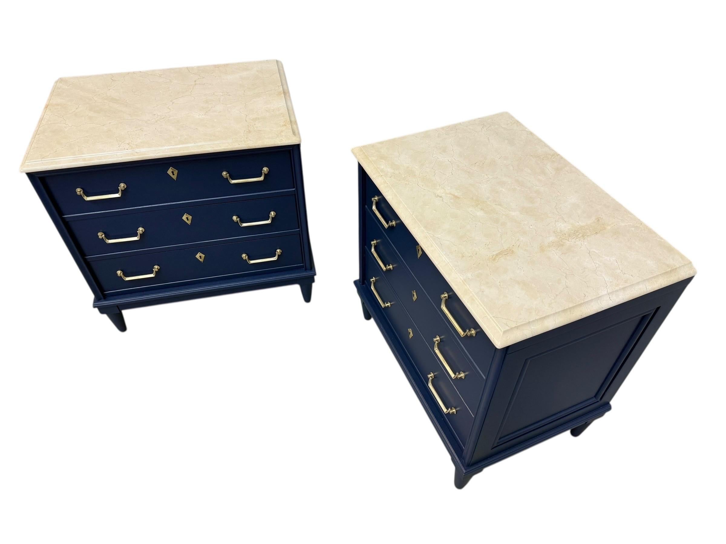 Vintage American of Martinsville Navy Blue Marble Top Nightstands - Set of 2 - Image 5