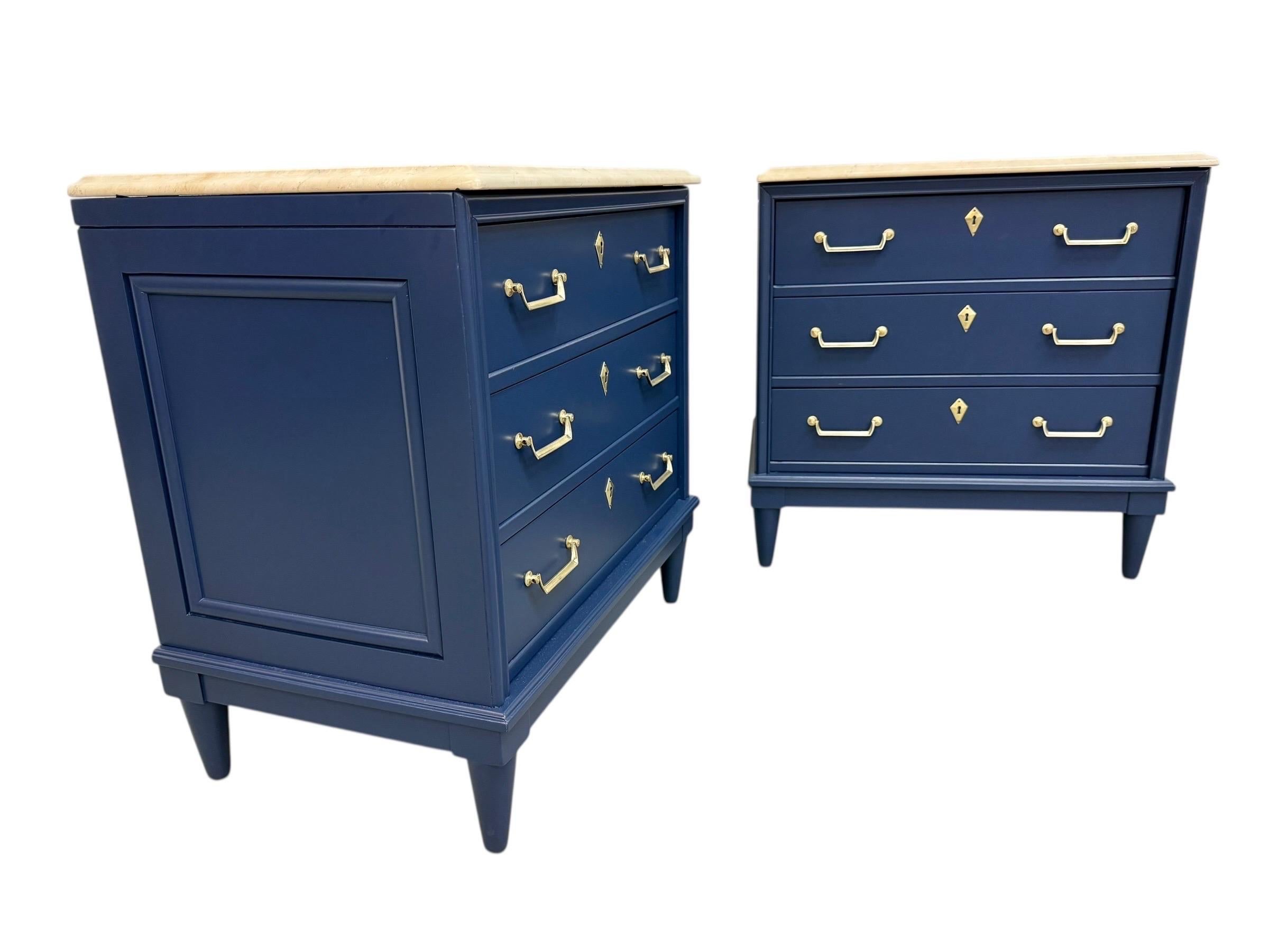 Vintage American of Martinsville Navy Blue Marble Top Nightstands - Set of 2 - Image 6