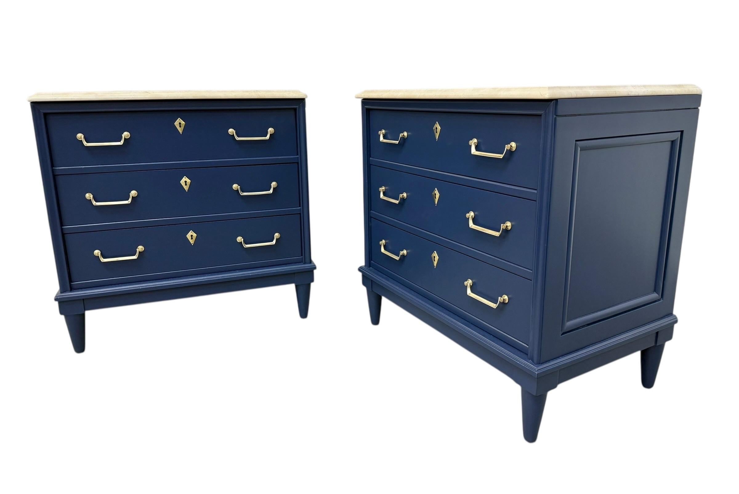 Vintage American of Martinsville Navy Blue Marble Top Nightstands - Set of 2 - Image 7