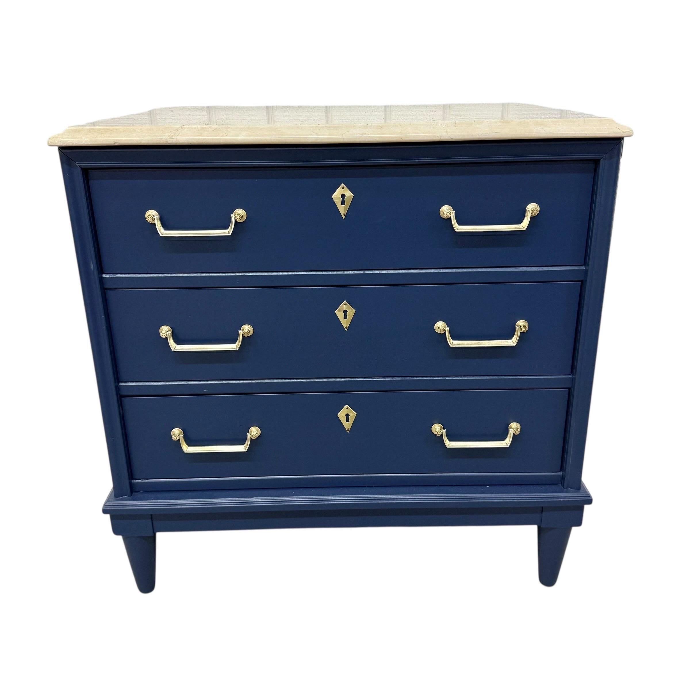 Vintage American of Martinsville Navy Blue Marble Top Nightstands - Set of 2 - Image 8