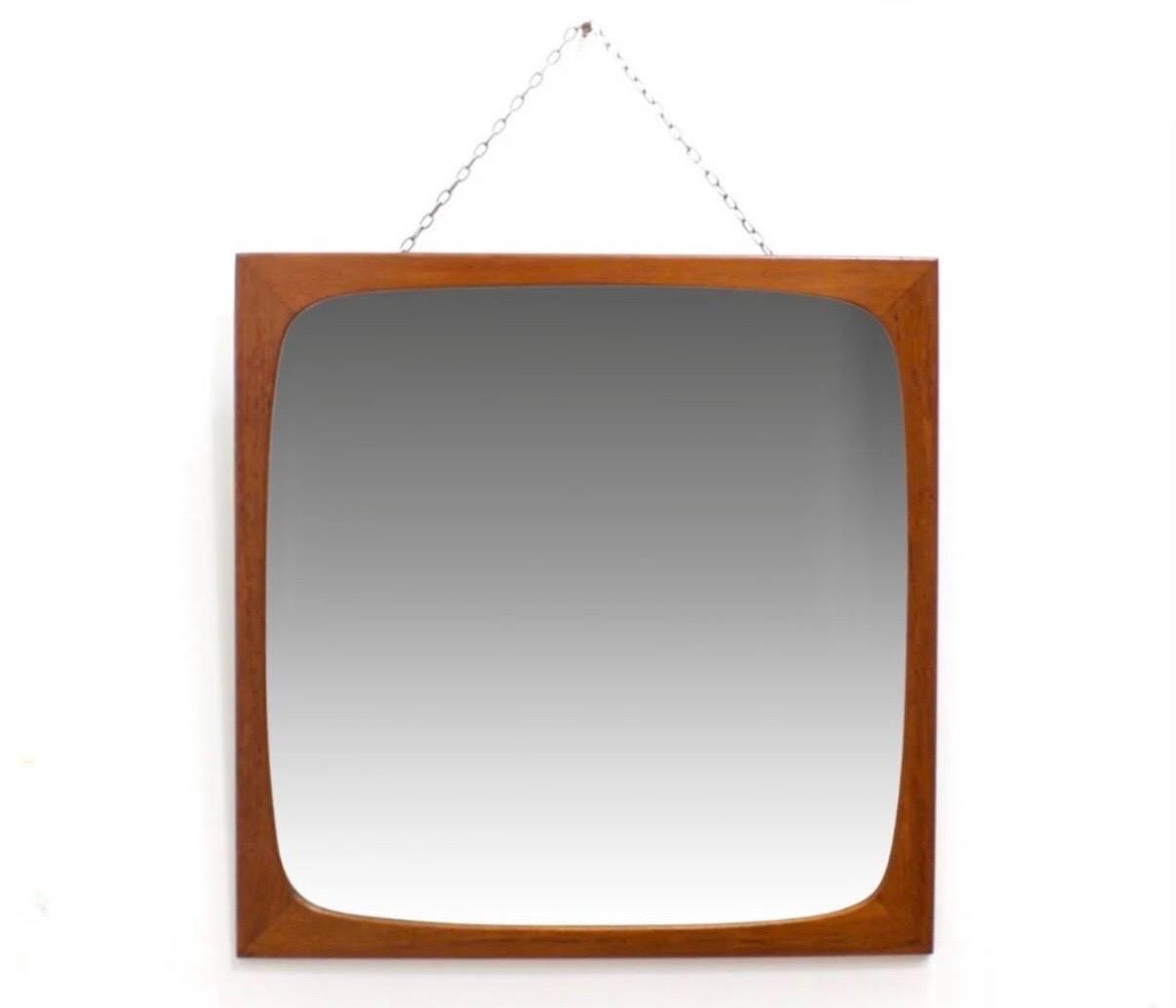 Mid-Century Danish Modern Clark Eaton Teak Bevelled Wall Mirror
